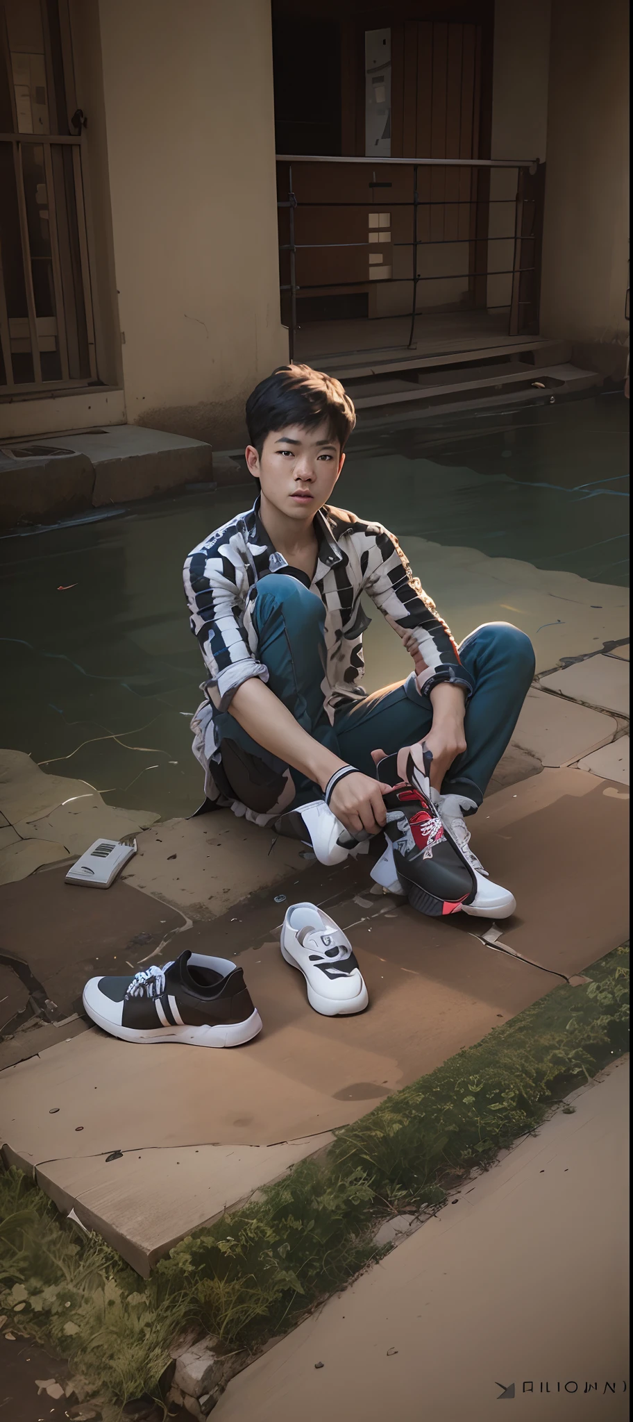A boy photoshoot with venom chang background and chang clothes high quality realistic 8k ultra realistic