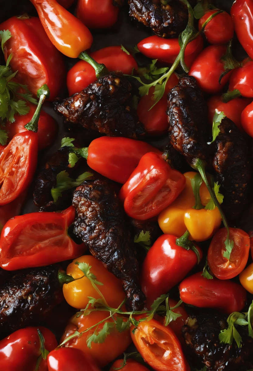 Close-up of pepper chicken