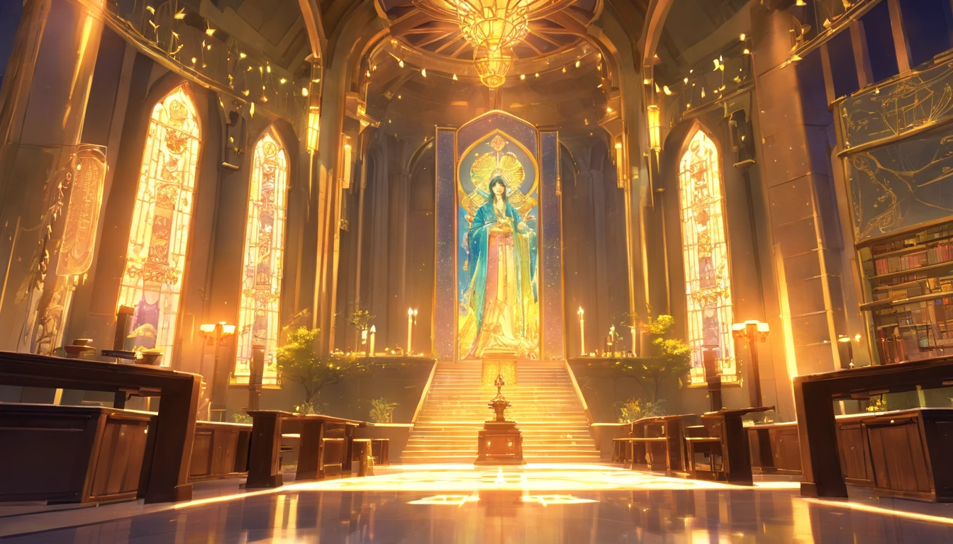 best quality,ultra-detailed,highres,(realistic:1.37),grand wizard acadamy main hall interior,magical aura,glowing sigils and runes,portraits,detailed paintings,wisdom and power,enchanted books and scrolls,sparkling chandeliers,mysterious shadows,flickering candlelight,vivid colors,elaborate wood carvings,majestic staircase,ornate pillars,ancient tapestries,dimly lit corners,imposing entrance,whispering echoes,celestial ceiling mural,impressive stained glass windows,luxurious velvet drapes,scent of ancient knowledge,classical music softly playing,tranquil atmosphere,symbols of elemental magic,illuminated displays of magical artifacts,quiet study areas,sunlight streaming in through skylights,cosmic energy,serene silence,arched doorways and arches,majestic marble floors,magical creatures hidden in corners,commemorative statues,enchanted doors leading to other realms,whimsical clock ticking gently,majestic throne at the end of the hall,ancestral portraits of powerful wizards,sense of history,distant laughter of students,air filled with anticipation,mobile suit of armor guarding the entrance