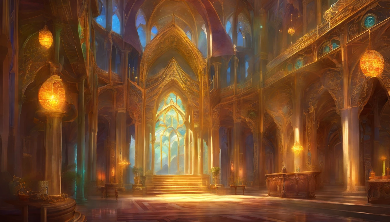 best quality,ultra-detailed,highres,(realistic:1.37),grand wizard acadamy main hall interior,magical aura,glowing sigils and runes,portraits,detailed paintings,wisdom and power,enchanted books and scrolls,sparkling chandeliers,mysterious shadows,flickering candlelight,vivid colors,elaborate wood carvings,majestic staircase,ornate pillars,ancient tapestries,dimly lit corners,imposing entrance,whispering echoes,celestial ceiling mural,impressive stained glass windows,luxurious velvet drapes,scent of ancient knowledge,classical music softly playing,tranquil atmosphere,symbols of elemental magic,illuminated displays of magical artifacts,quiet study areas,sunlight streaming in through skylights,cosmic energy,serene silence,arched doorways and arches,majestic marble floors,magical creatures hidden in corners,commemorative statues,enchanted doors leading to other realms,whimsical clock ticking gently,majestic throne at the end of the hall,ancestral portraits of powerful wizards,sense of history,distant laughter of students,air filled with anticipation,mobile suit of armor guarding the entrance
