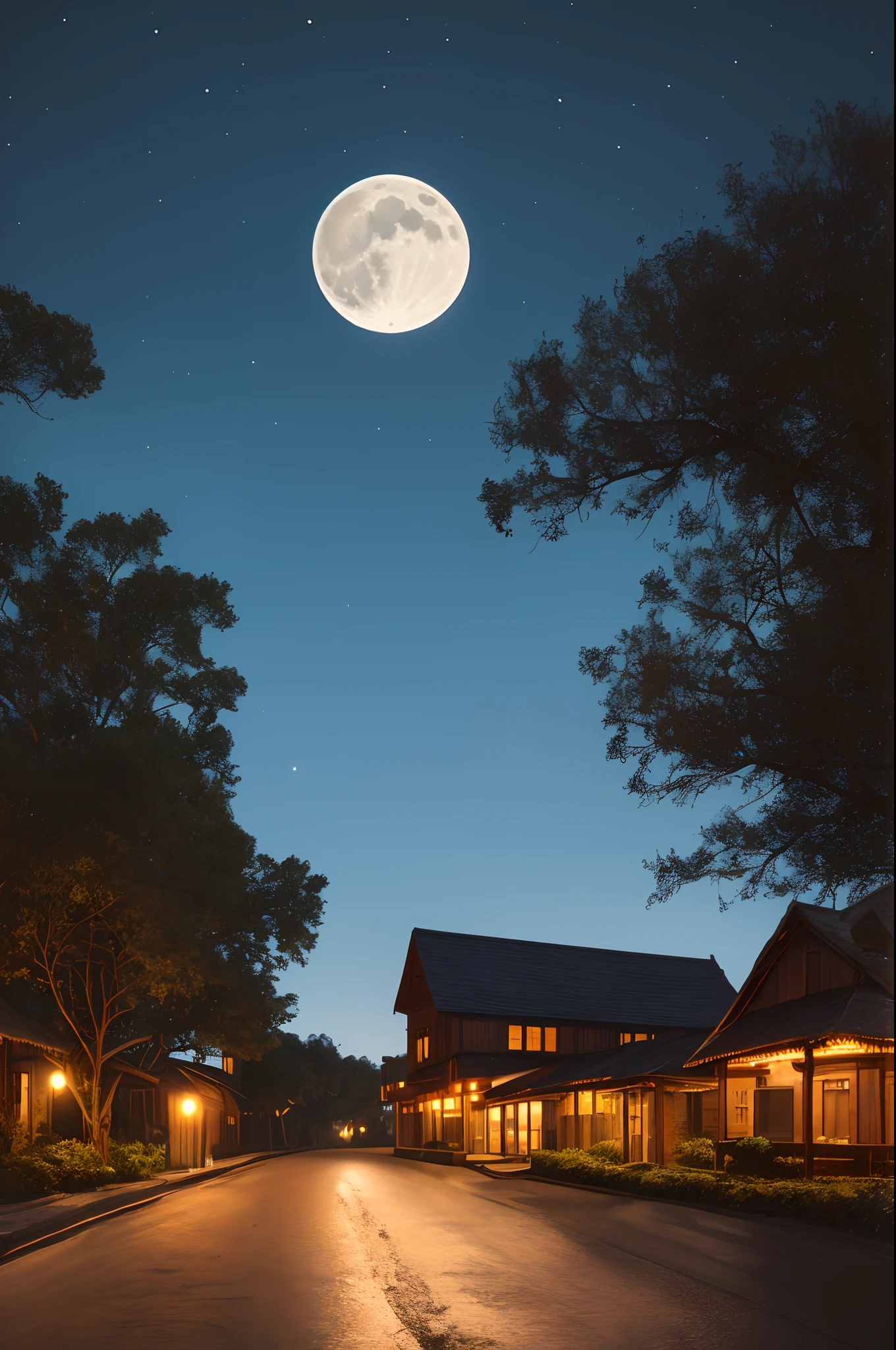 (absurdres, highres, ultra detailed, high resolution: 1.1)
BREAK
night, full moon, village road, moon light,