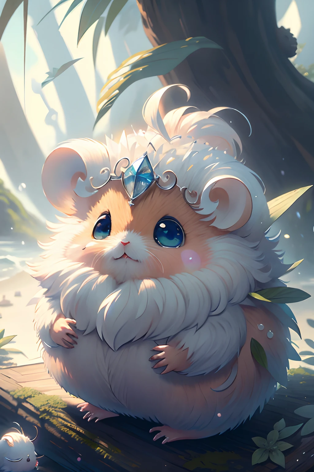 master part, melhor qualidade, Cu73Cre4ture, hamster de pelo todo branco vestindo um manto,Hood,Alquimia, potions,Rola,Desenhos, fantasy aesthetic, altamente detalhado, estilo shadowverse