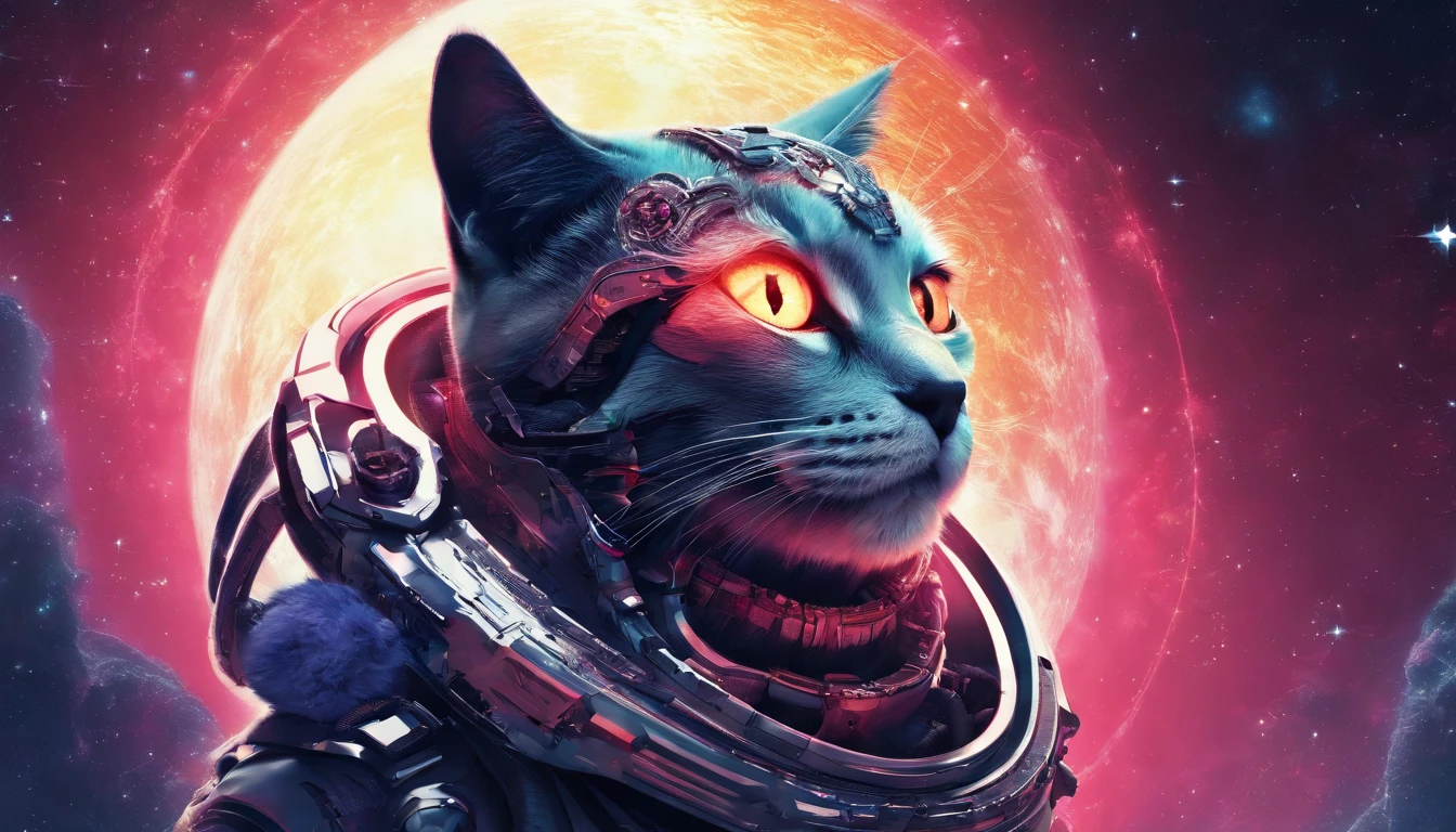 A galactic cat with a lot of hair on its head, vred,Red vibe,Third eye, Gaze at something in the distance, Intricate details, electric, Fantasy art, anato finnstark, Emulsion coating, Highly detailed, obscure
Rutkovsky, hdr, ultra - detailed, rim-light, Faded, Dim