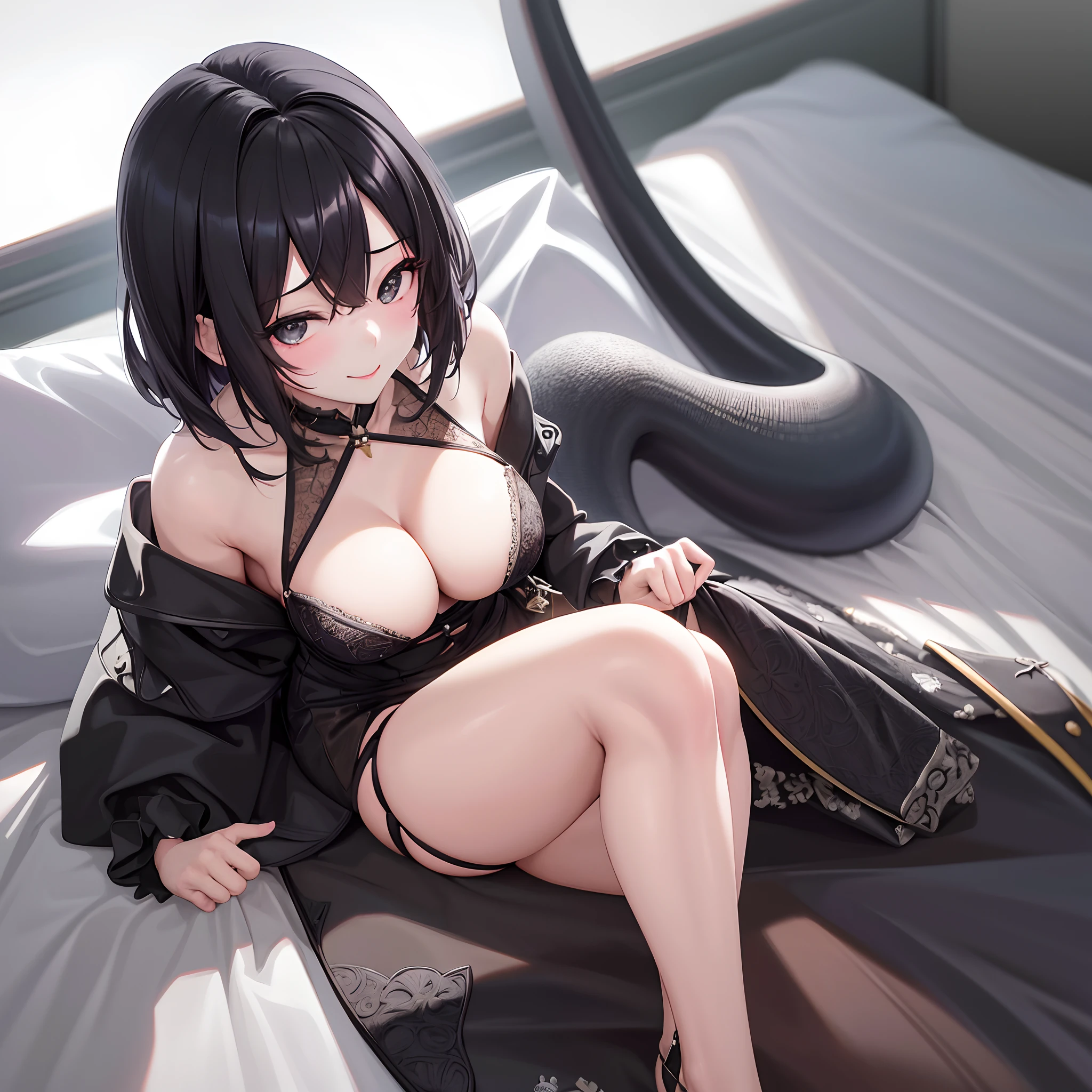 (Fine and beautiful eyes:1.2)、Portrait orientation、realisitic、3D顔、luslous skin、(masterpiece、top-quality、beautiful quality、see the beholder、Detailed Lighting、shadowy、8K:1.4)、(women's pictures、beautiful hairl、Black eyes、1girl in)、(masuter piece:1.3)、(8K、Photorealsitic、Raw photography、top-quality: 1.4)、1 girl in、beautiful countenance、(Lifelike face)、A dark-haired、Beautiful hairstyle、realisticeyes、Beautiful details、(real looking skin)、Beautiful skins、absurderes、enticing、超A high resolution、A hyper-realistic、high-detail、A sexy、Colossal tits、A smile、pretty pose、short-hair