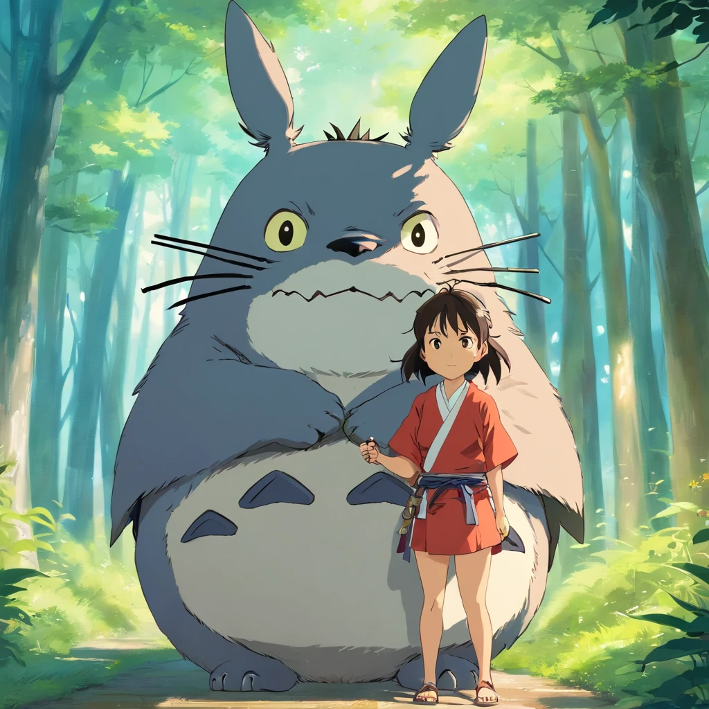 Totoro, Arco y flecha en mano,Arco y flechas,He wears samurai armor on his head,NOWAI,no man,Nadie aparece