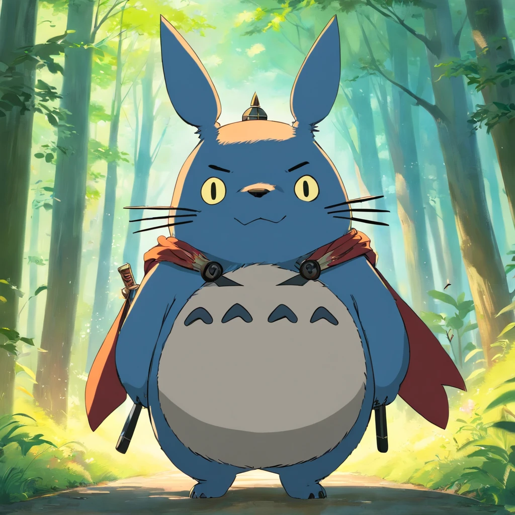 Totoro, Arco y flecha en mano,Arco y flechas,He wears samurai armor on his head,NOWAI,no man,Nadie aparece