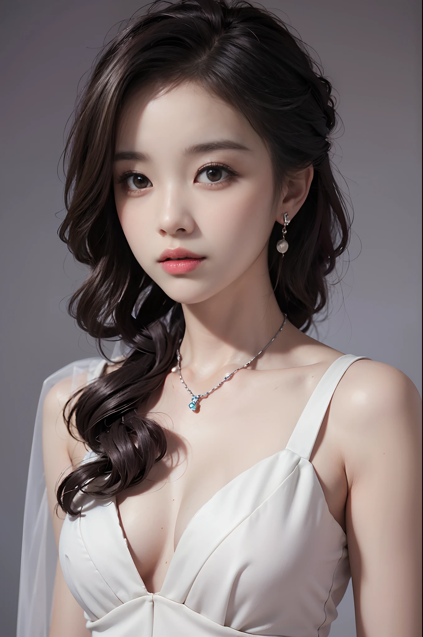 Auto Show Companion, , Deep cleavage, Top quality, Masterpiece, illustration, Very delicate and beautiful, Very detailed, CG, Unity, 8K wallpaper, Amazing, finedetail, Highly detailed CG Great Unity 8k wallpaper, hugefilesize, Very detailed, high resolution, Handsome detail woman, Highly detailed eyes and face, wonderful detailed eyes, Face light, (Best Illustration: 1.1), ( Best shadow: 1.1), 超高分辨率, (Photoreal: 1.1), (Photoreal: 1.2:1.1), Realistic face proportions, Slender, Smile, (Makeup: 0.4), (fluffy black eyes: 1.21), Black eyes, Look at the Beholder, Dark brown hair, Earrings, necklace, Hairpin, Cowboy shot, (irregular skin imperfections, venat, Wrinkled pores on the skin: 1.2), (dark night background: 1.2), (Bokeh: 1.4),