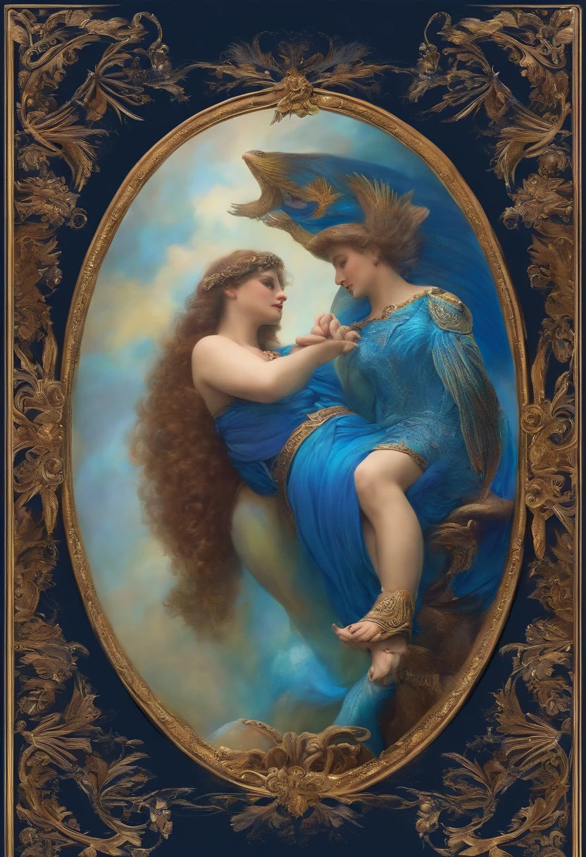 Large male genitalia and a naked woman.