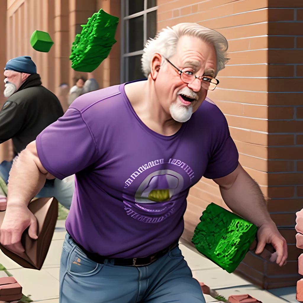 Barney sanders throwing a bricks at homeless people