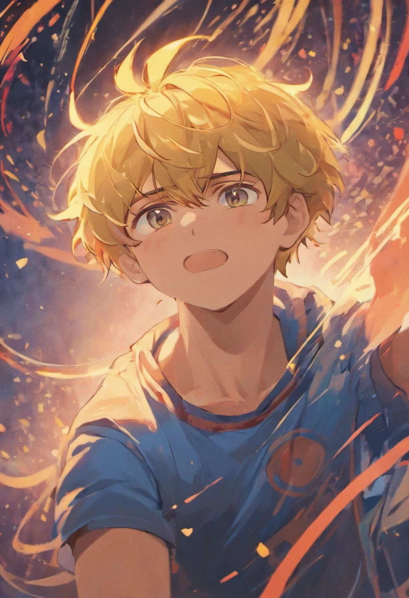 Create an image of streamer Lucas Fernandes in a Disney Pixar version with curly blonde hair