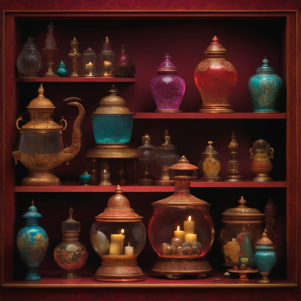 Etragere with Locked Spirit Jars