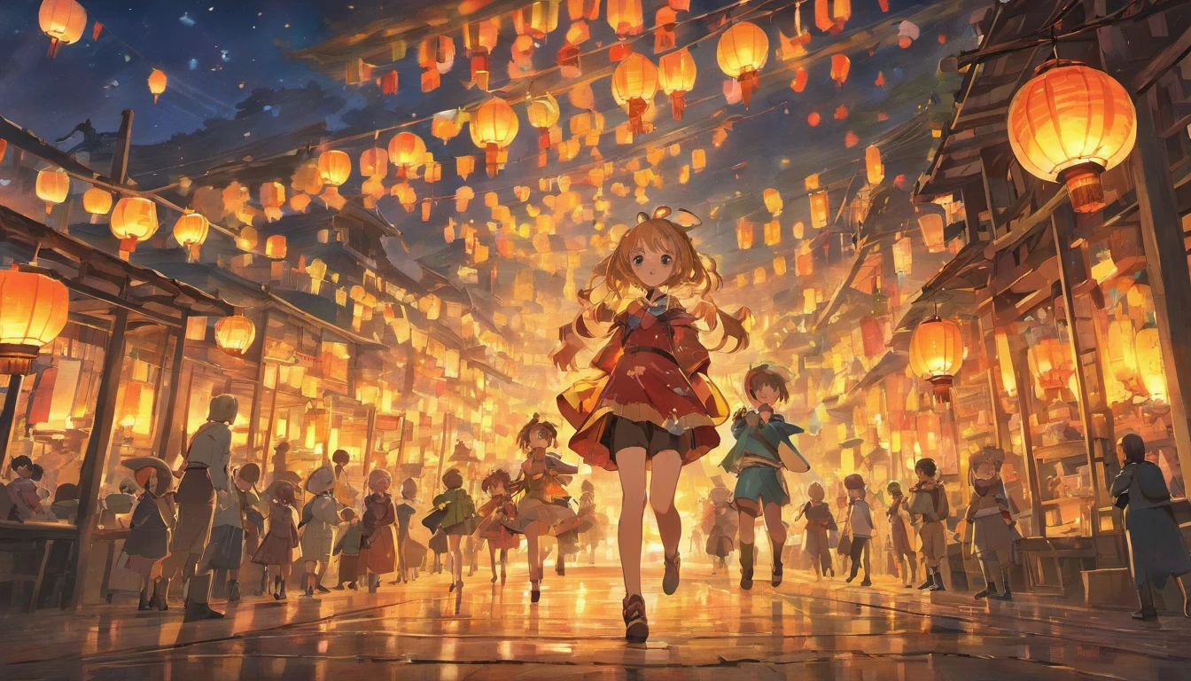 A group of 、villages、lanterns、jubilation、National characteristics