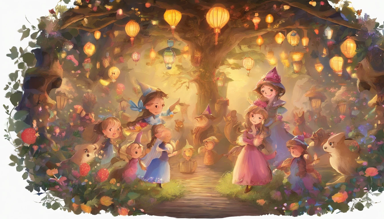 A group of small children、villages、lanterns、jubilation、National characteristics