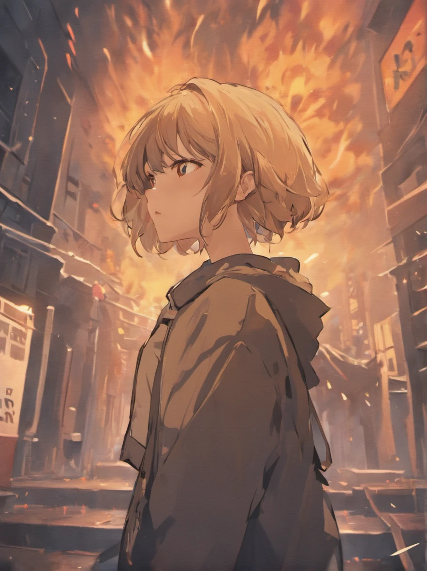 (Best quality,4K,8K,A high resolution,Masterpiece:1.2),Smoggy environment, Angry cougher (Side Body, Cover your mouth and nose with one hand), Partially obscured by smoke, Spacious surroundings, Campus scene, Bright atmosphere, Sunny day
