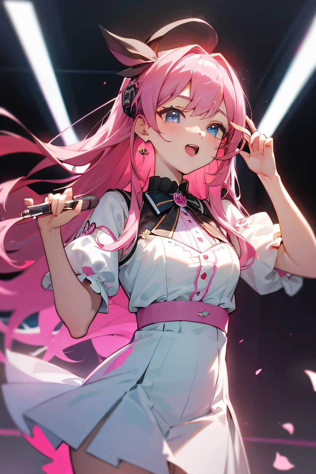(​masterpiece、top-quality)、VTUBER IDOLS ARE SINGING SONGS、Facing the front、Pink hair