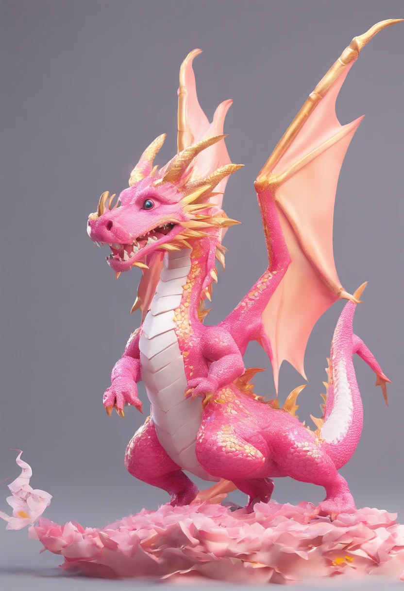 single dragon with a white dragon, a rainbow going down its neck chest stomach, and tail, iridescent dragon, with fluff at the tip of the tail, soft delicate draconic features, a small dragon, a phoenix dragon, a mythical creature, a newly hatched dragon, baby dragon, 3d art, Draconic wings half feathered have bat-like