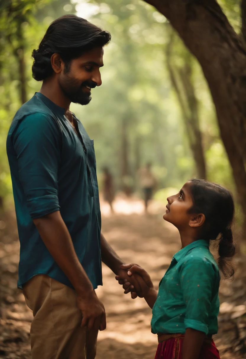 girl giving to indian men in forest