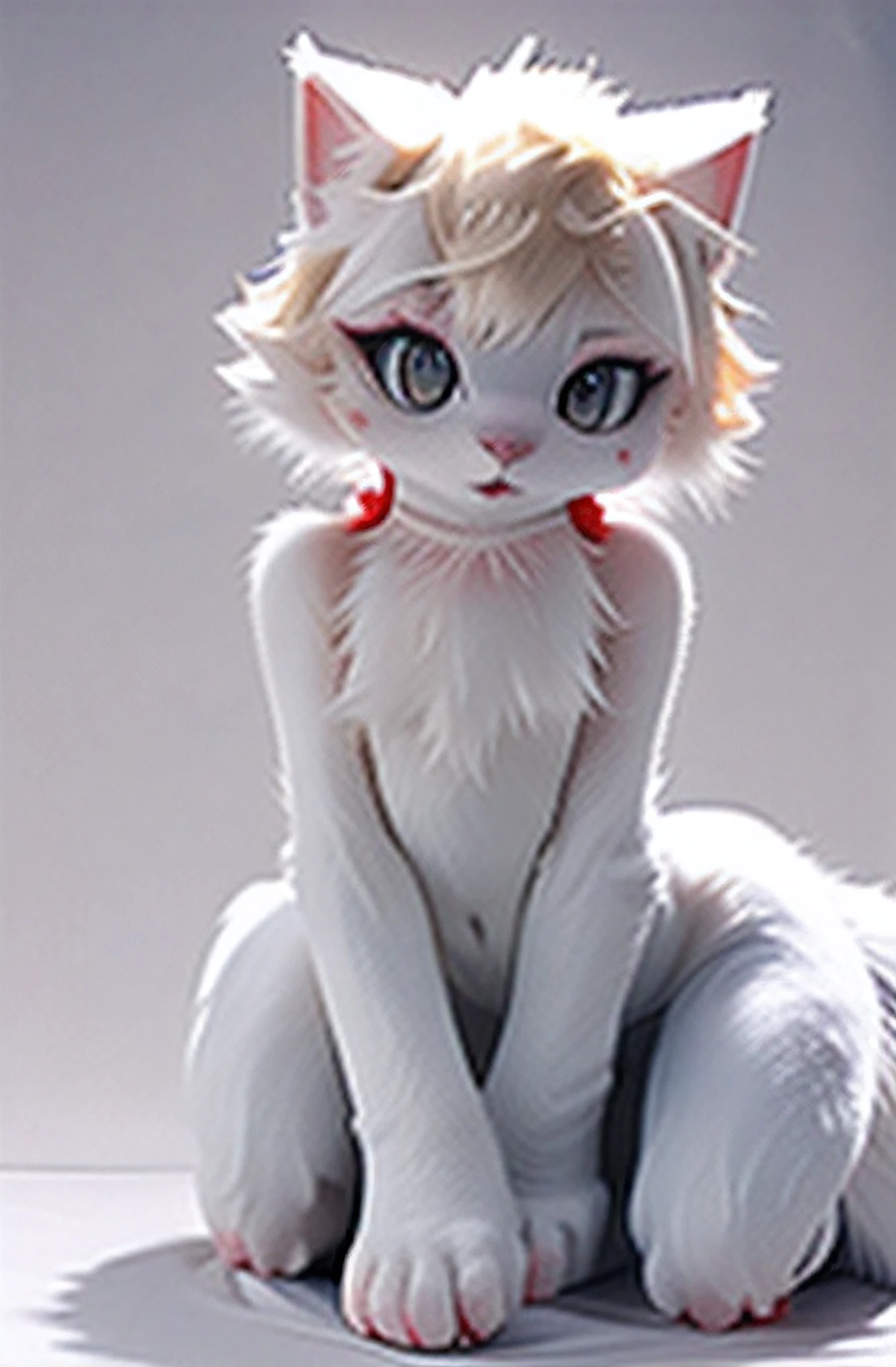 Standing white cat,Long legs，Smooth hairy body，Girl's figure，White cat， Slender girly body，Full body photo, Naked, , Visible，Sora as a cat, cat seahorse fursona, Human-cat hybrids, an anthro cat, anthro cat, catss,furry, furaffinity fursona, Cat woman, with tail, The main thing is whiteness, neferpitou, fursona!!!!, cute catgirl