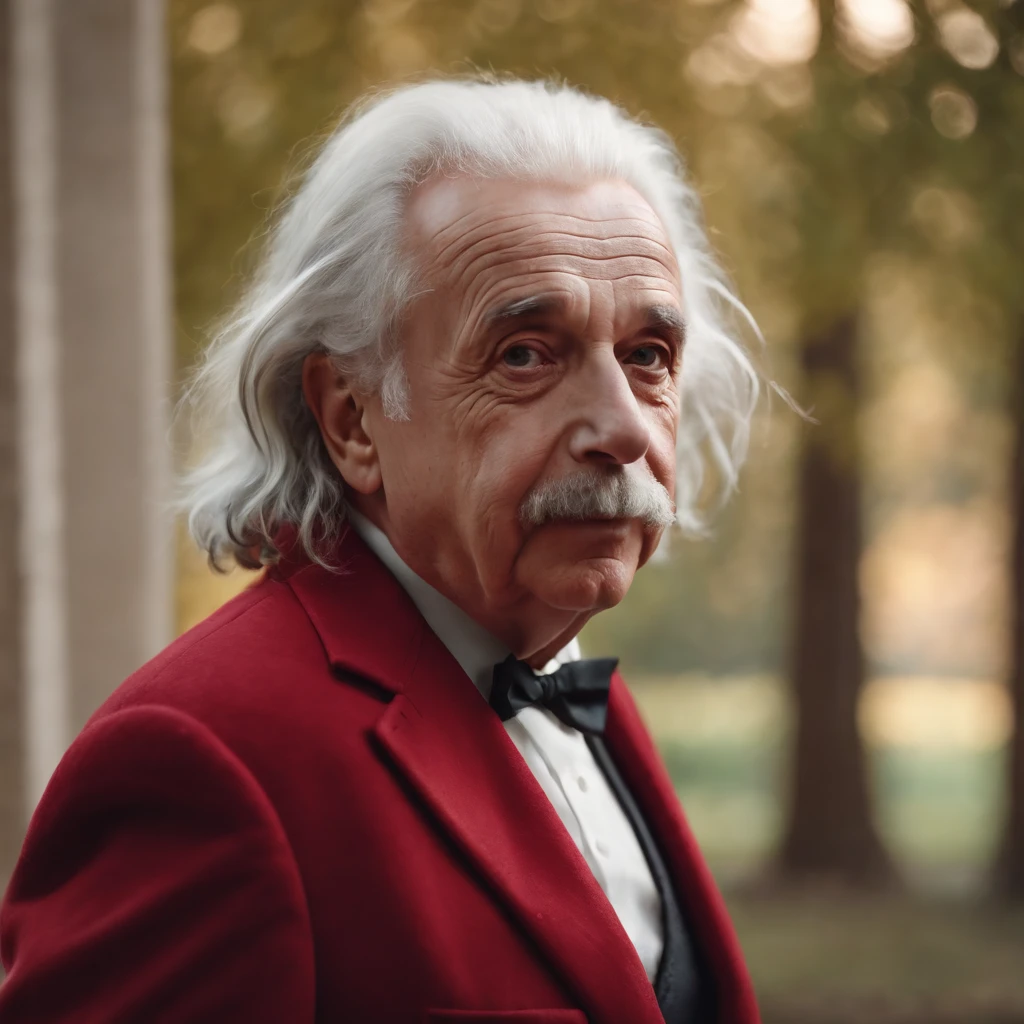 einstein 8K HD with red blazer