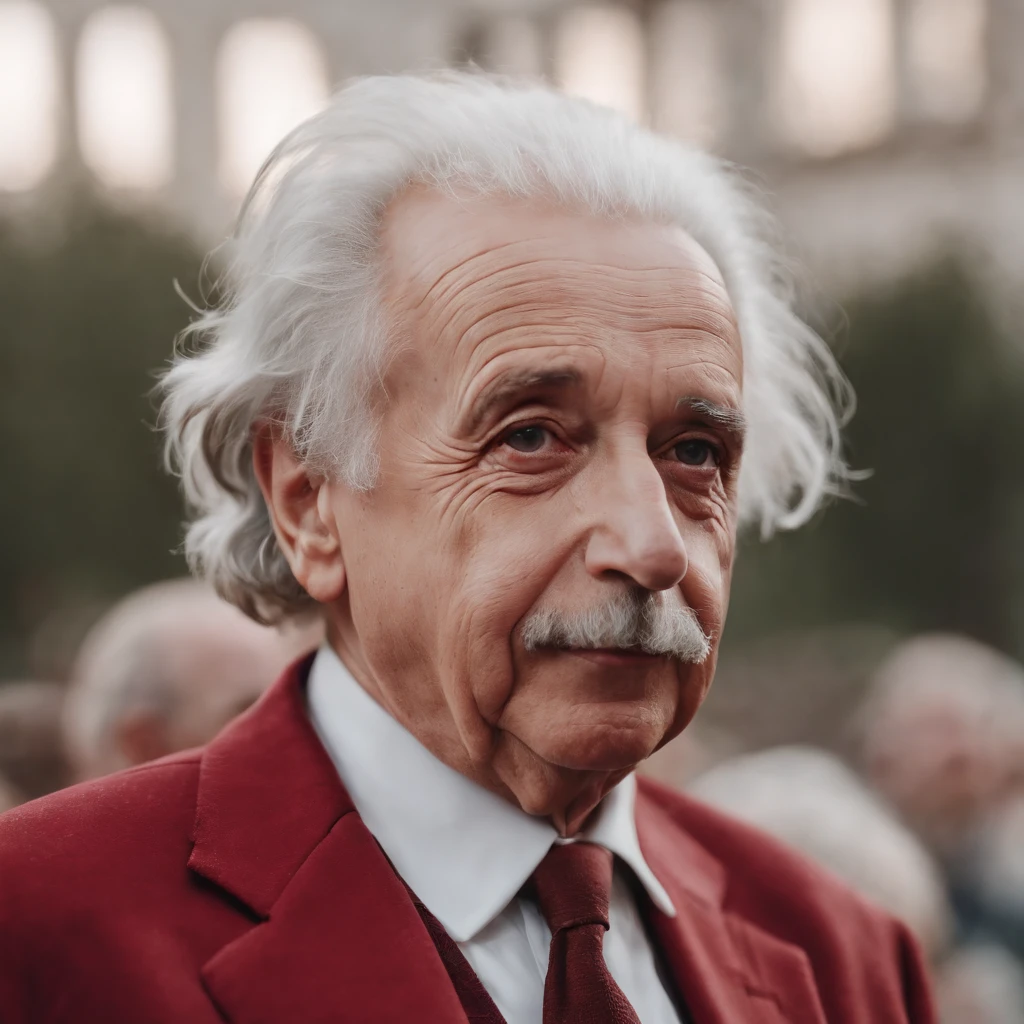 einstein 8K HD with red blazer