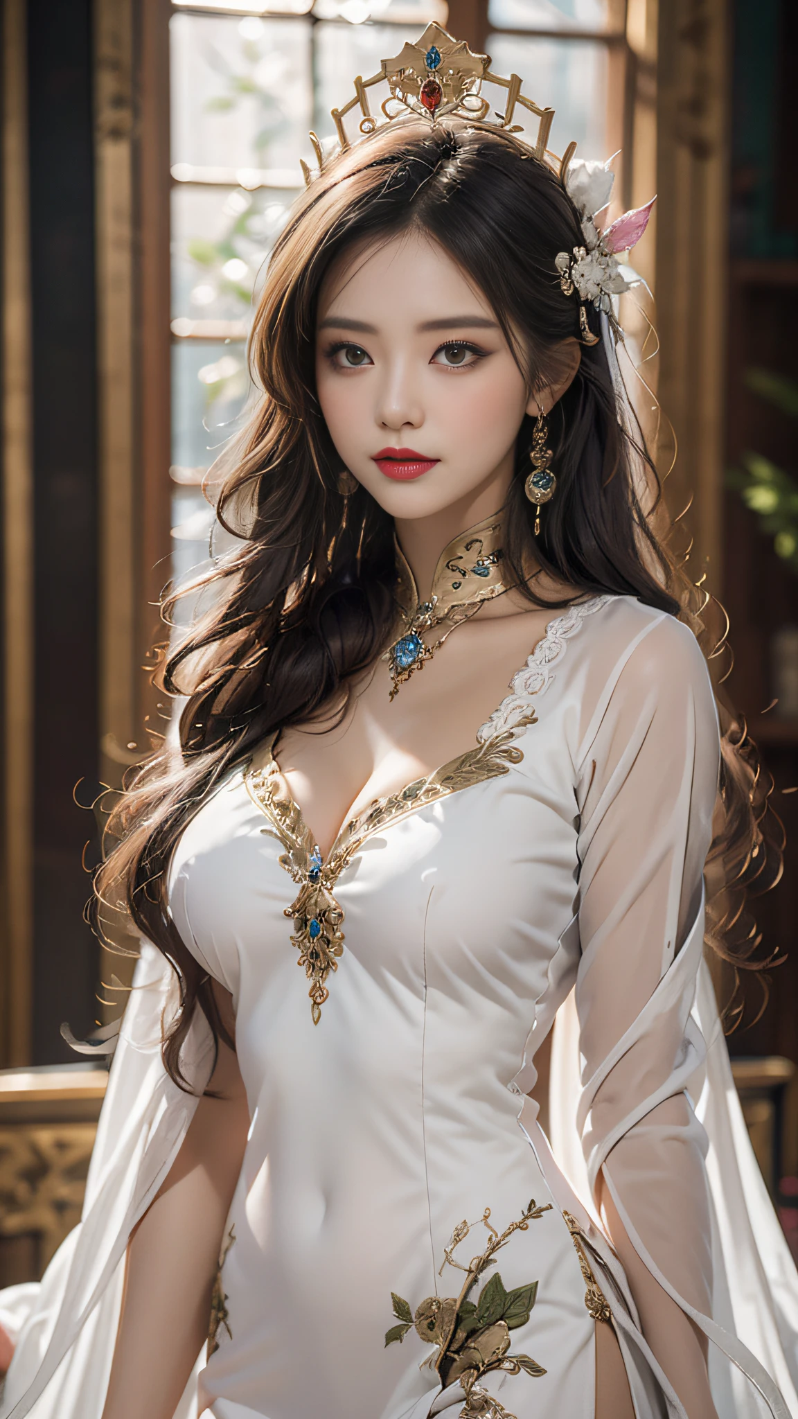 High-quality work,Realistic works,Super premium graphics,8K HD CG works,high quality graphics,High-definition and exquisite CG works,10x pixels,Ultra-fine details:1.1,Advanced technical details:1.1Realistic photo effects,Interior lighting effects:1.5,natural soft light:1.5. Light effect(Virtual light effects:1.8),ultra high resolution,shining dress,sliver long hair,silber hair,transparenthair,high detailed hair(Quality hair details:1.1)Clear eyes,Double eyelids look good,Sharp eye makeup, Create exquisite eyelash makeup, tthin eyebrows, Ultra-detailed eyes,a tall nose, lovely red lips, rosey cheeks, With delicate makeup on her face , pretty face, The face shape is perfectly proportioned,(Advanced facial details:1.1)1 beautiful woman, clear blue eyes, 赤いlong hair, beautiful face, real face, beautiful detailed eyes, beautiful skin, woman dancing gracefully:1.7, woman dancing gracefully:1.7)), Long red hair fluttering in the wind, long red hair bounces, Long red hair dancing in the wind, hair jump, halter neck, red leather pants, red leather jacket, silver earrings, ((night, Wind, darkness, full moon, night sky, snow and hoarfrost, very cold winter day, snow-capped mountainや森, hoarfrost, snow-capped mountain々, The beauty and brilliance of frost-covered trees, The tranquility and beauty of a world of ice and snow)), hip up, beautiful eyes, long hair, ring-shaped eyes, jewelry,Women's artwork,Dress full body video,Realism,Amazing Cleavage,My eyes are very bright today