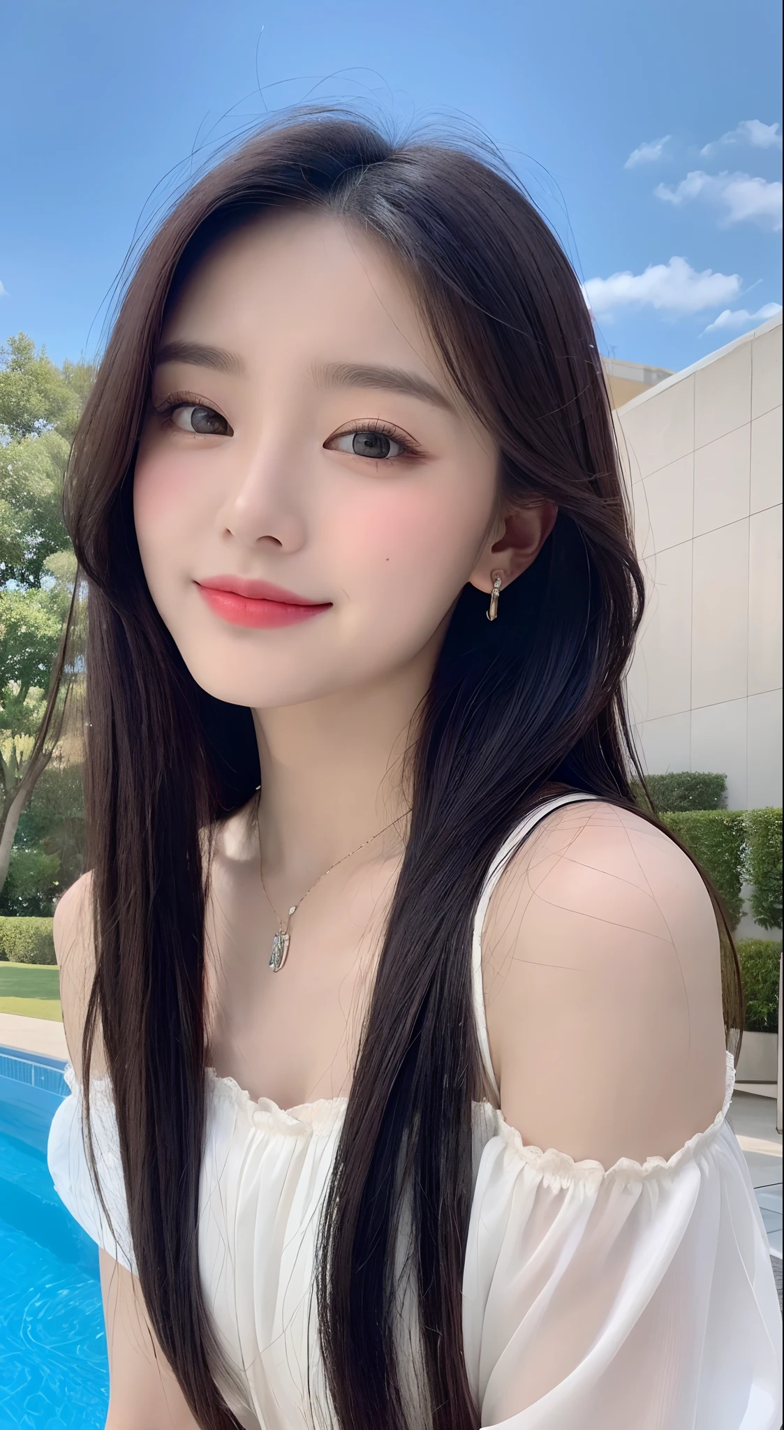 ((Best Quality, 8K, Masterpiece: 1.3)), Focus: 1.2, Korean Beauty Perfect Body: 1.4, Butt: 1.2, ((long Haircut, Breasts: 1.2)), (Wet Clothes: 1.1), (Rain, Street: 1.3), White Dress: 1.1, Highly Detailed Face and Skin Texture, Thin Eyes, Double Eyelids, Whitening Skin, Hair long, (Shut up: 1.3), Smile