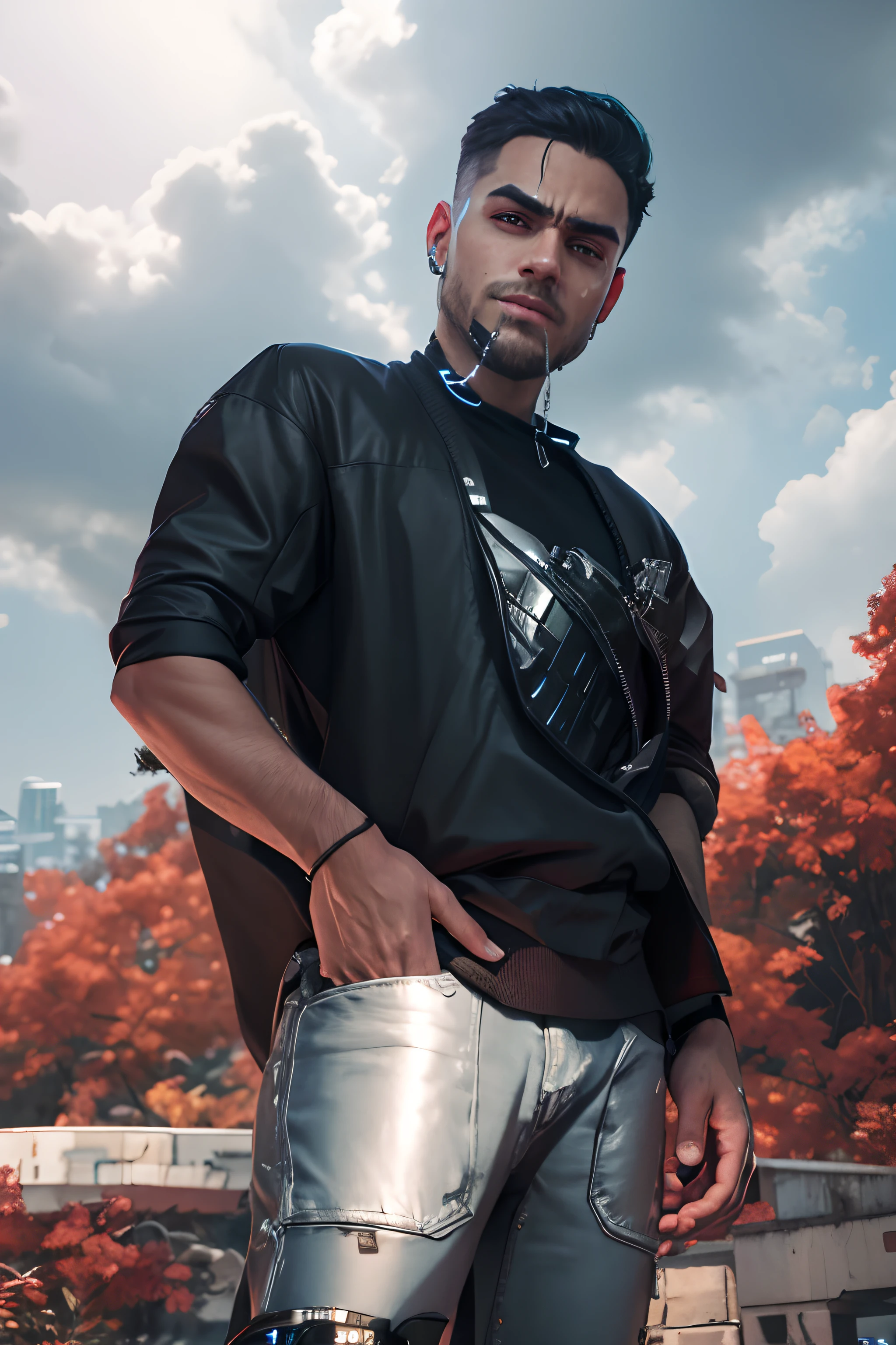 Change background cyberpunk handsome boy, realistic face, 8k ultra realistic