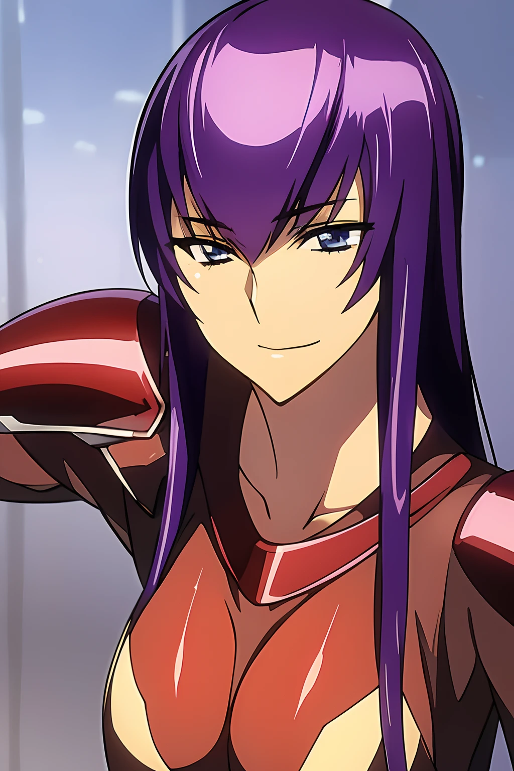 Saeko Busujima, una mujer sexy y atractiva inspirada en Iron Man con un brillante robot de Iron Man. Se viste con sensualidad y confianza, interpretando perfectamente la fuerza y el carisma de Iron Man.