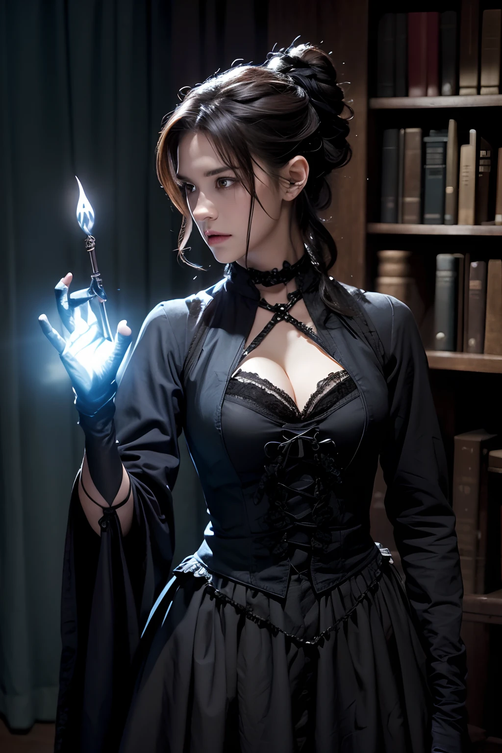 (absurderes, hight resolution, ultra-detailliert), Female Frankenstein, magic wands,