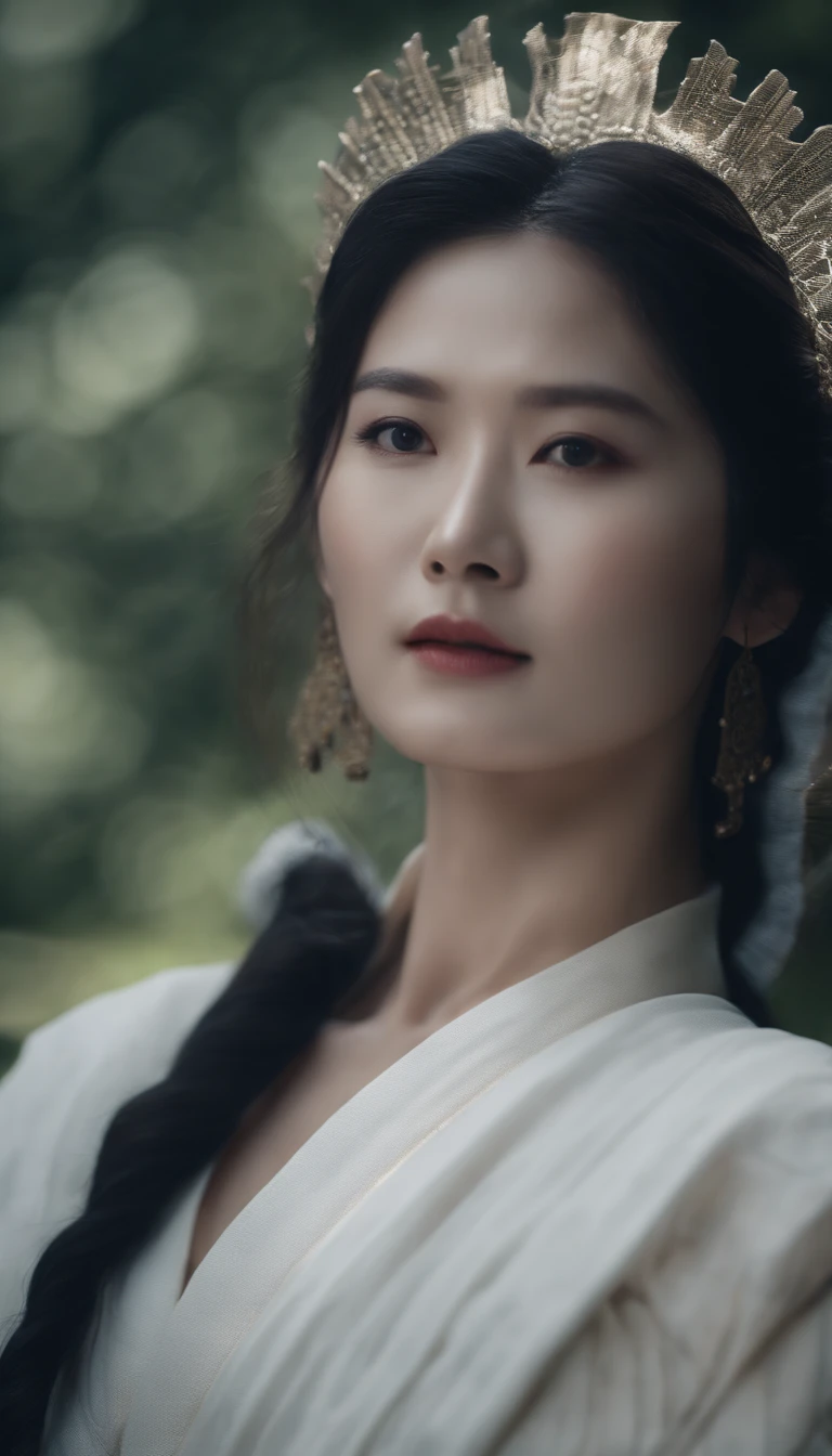 (((White Snake))) Best Quality, Ultra-high resolution, Detailed 4K CG, Master Parts, (Japan myths),A white snake coils around and looks straight ahead, Aesthetic, Screen-centric