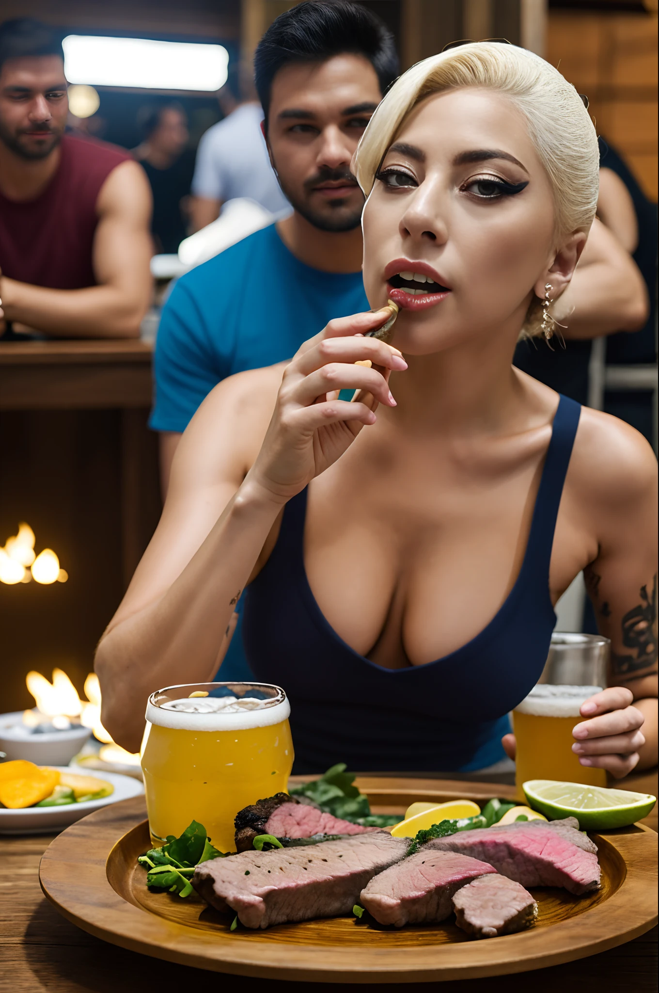 Lady gaga fazendo churrasco e tomando cerveja em manaus