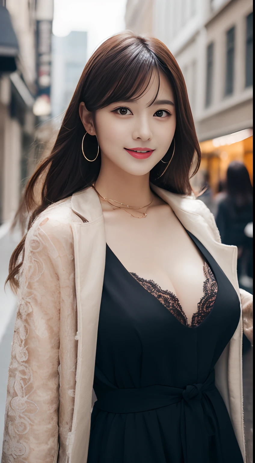Japanese plump lady, ((gigantic breasts)), 20 year old, ((laugh)), very long hair, ((lying)). trench coat, clothes lift show off bra and thong , ((spread legs)), exasperated:1.8, high quality:1.3, shoot from below 2.0, Professional lighting:2.0 realistic:1.2, 4k resolution, detailed skin, masterpiece:1.1, ((On a riverbank with a lot of water)),