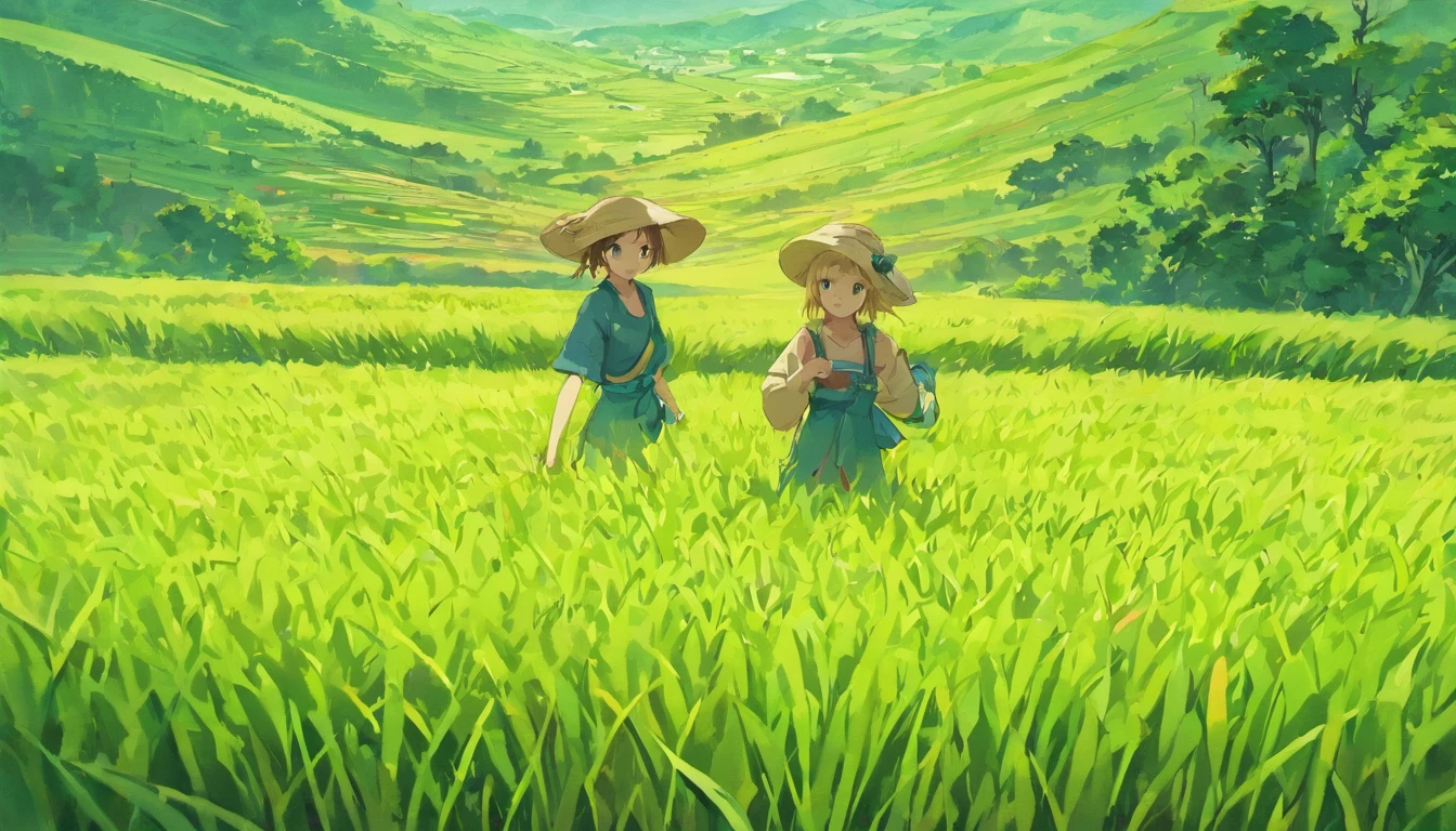A group of farmers、ricefield、Work