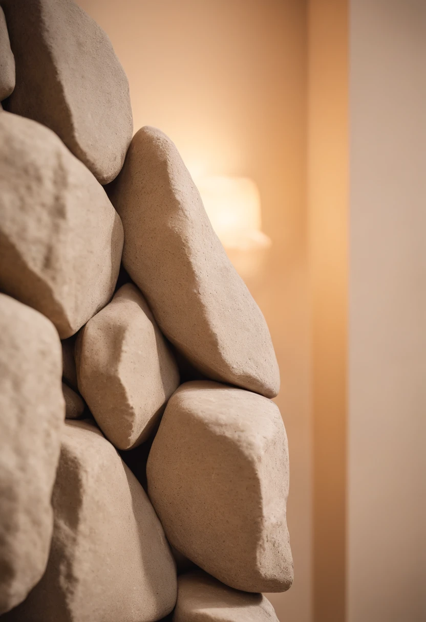 Design of a stone rock in an apartment on the wall