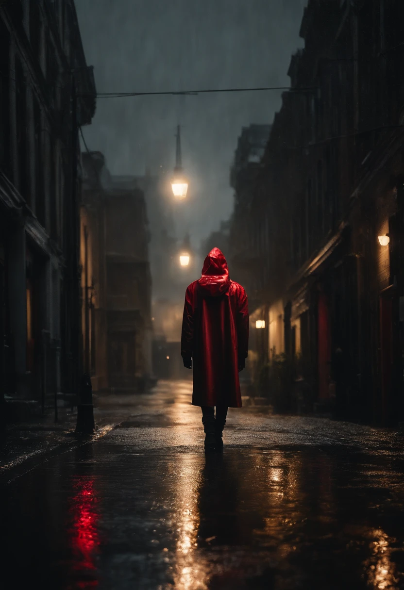 ((Full body photograph)) of a dark unknown powerful shadow non-human entity with skull face ((black, gold, red)), standing in the middle of a vacant city street while there is heavy rain and strong thunderstorm, photorealistic, stunning realistic photograph,highly detailed, intricately detailed, cinematic, Isometric, Centered,hyper realistic, cover photo, 12k, high definition, studio lighting, portrait, ultra high definition, centered, intricate artwork masterpiece, epic, highly detailed, vibrant, photo taken with Canon EOS 5D Mark IV, soft focus, bokeh, absurdity