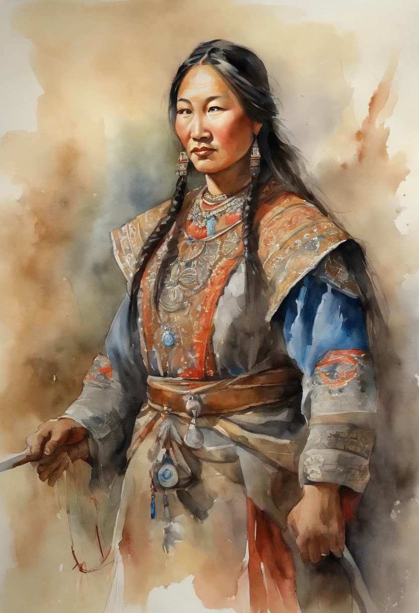 Genghis Khan 4 daughter lokking forward, History vibe, Beautifull dress