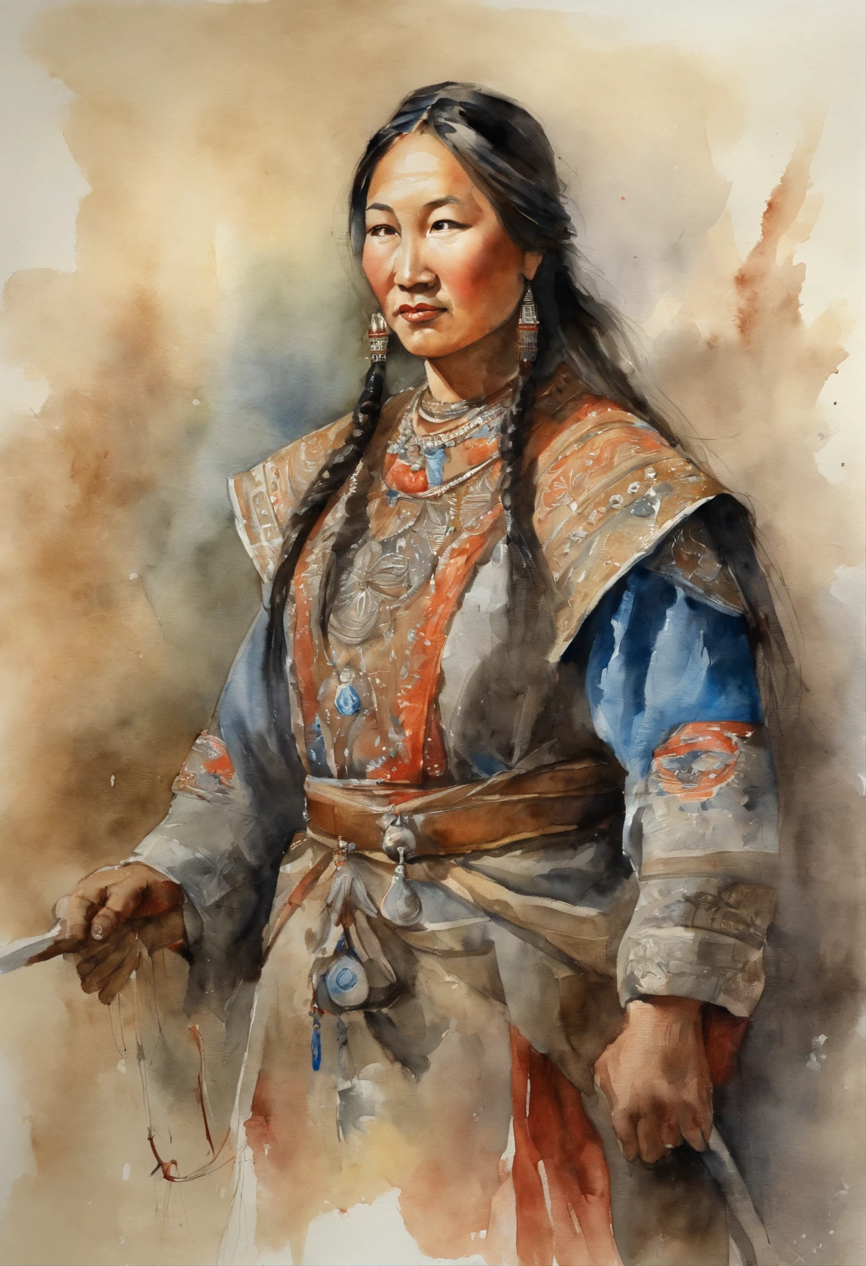 Genghis Khan 4 daughter lokking forward, History vibe, Beautifull dress