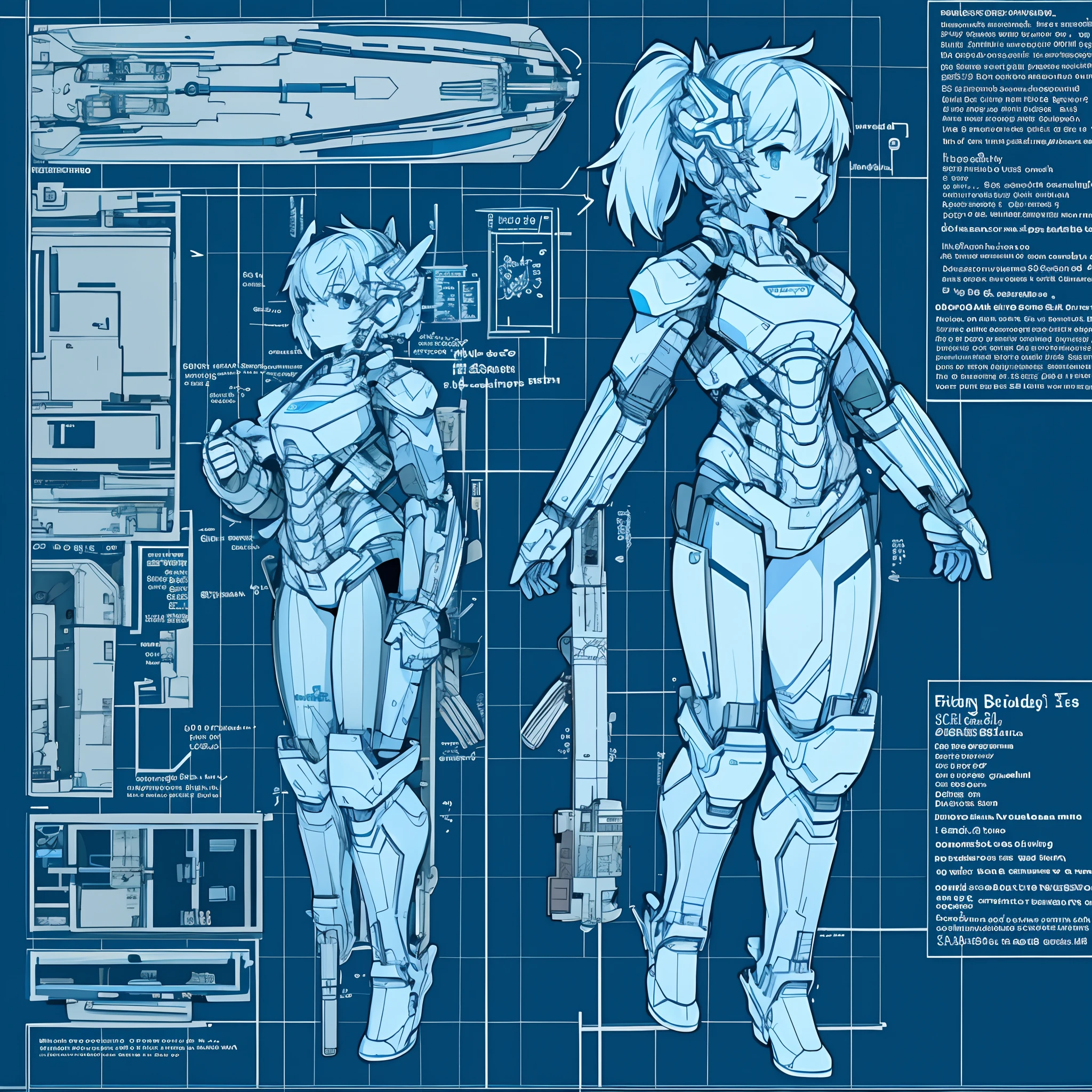 blueprint of a lineart woman, multiple perspectives, schematics, labels, full body, lineart, sharp lines, crisp