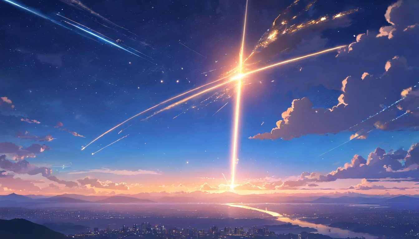 8Two meteorites are heading for Earth, The speed of meteorites is random, The entire starry sky of the galaxy,Magnificent,Twinkling starlight,Boundless,Summer starry sky, Fantastic sight。