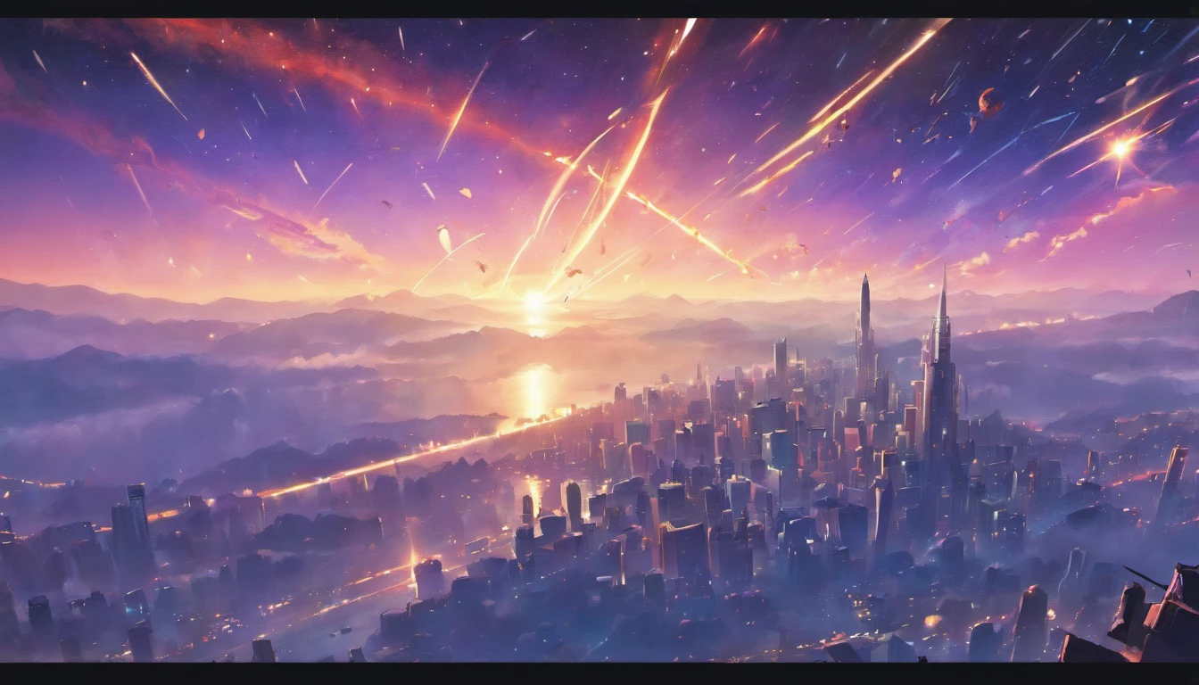 8Two meteorites are heading for Earth, The speed of meteorites is random,The meteorite is heading to one place, The entire starry sky of the galaxy,Twinkling starlight,Boundless,Summer starry sky, Fantastic sight。