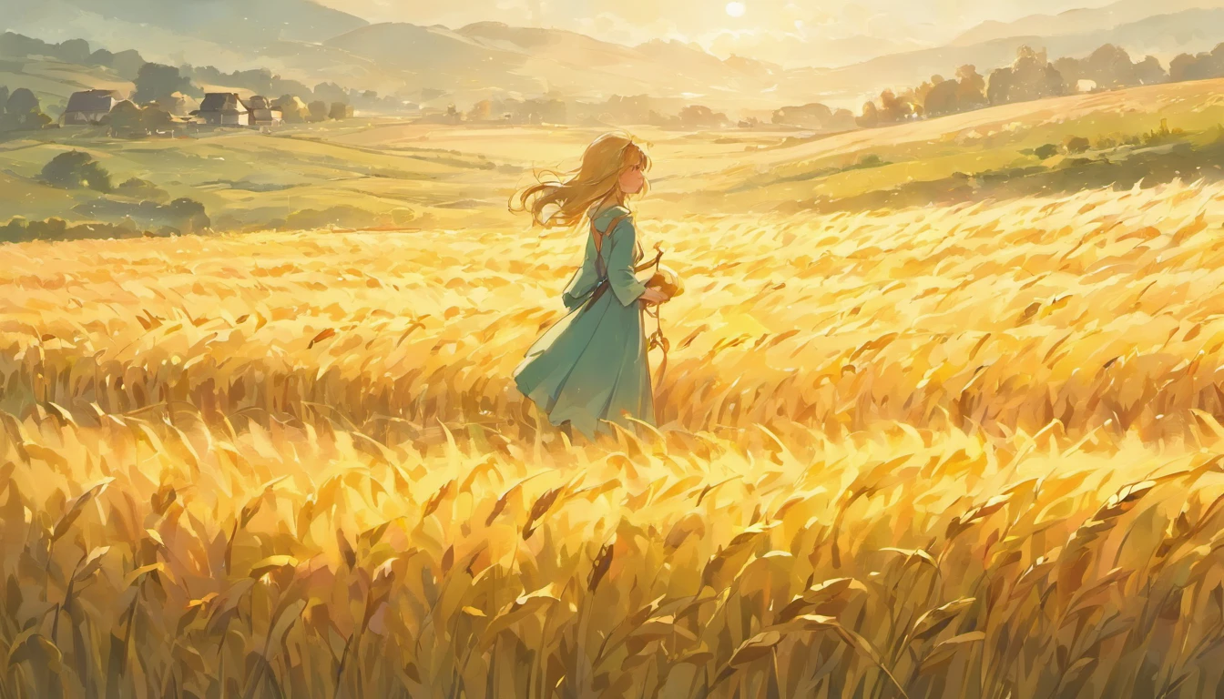 (best quality,highres,masterpiece:1.2),vibrant colors,landscape,A wheat field filled with grey shades,highly detailed fields,clouds floating gracefully,sunlit horizon,an enchanting scenery,peaceful and serene atmosphere,harmony between the earth and the sky,bobbing and dancing wheat ears,whispering wind passing through,Wheat field stretching as far as the eye can see,beautifully textured and vividly colored crops,seamlessly blending with the landscape,Golden rays of sunlight gently illuminating the field,creating a warm and inviting ambiance,Subtle shadows playing across the uneven terrain,adding depth and dimension,A distant farmhouse standing proud,gradually disappearing into the horizon,The rhythmic chirping of larks echoing in the air,showcasing the vibrant ecosystem,Lush green grasses swaying in the breeze,offering a delicate contrast to the golden wheat,Every stroke meticulously painted,with attention to every detail,Creating an immersive and captivating visual experience,Vibrant shades of green and yellow dancing harmoniously,Evoking a sense of tranquility and awe in the viewer,The perfect balance of natural beauty and artistic expression,A masterpiece depicting the beauty of nature and the skill of the artist.