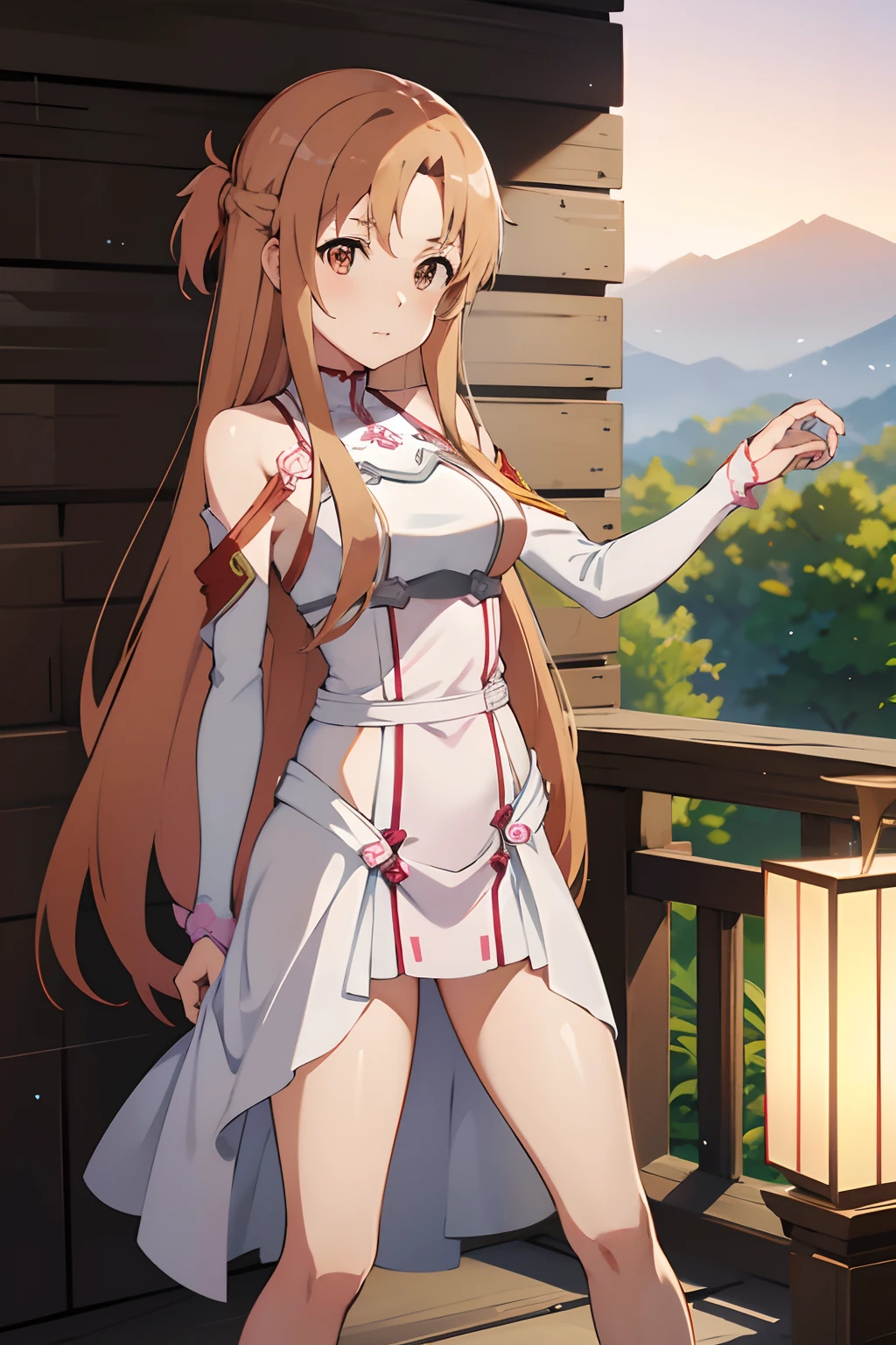 {asuna yuuki(sword art online)}, 1girl, ​masterpiece、top-quality、NSFW, {seminude、toppless、pink 、Naked Dance、Metamorphosis、A slender、