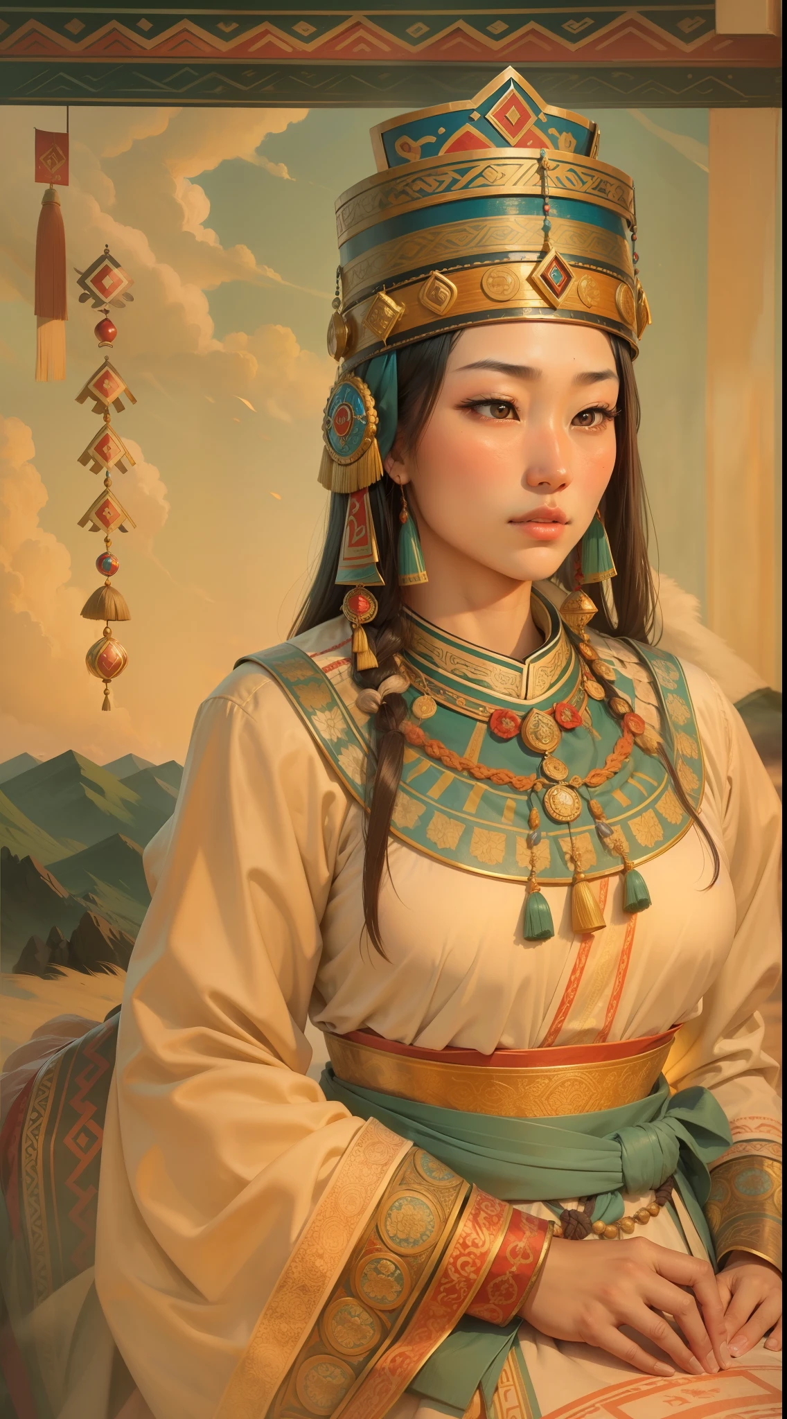Genghis Khan Beautifull young daughter,  looking forward,  married