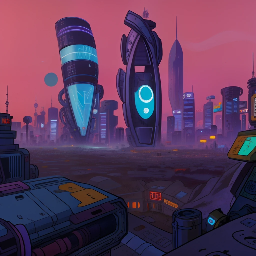 hanna barbera  cyberpunk city, scenery