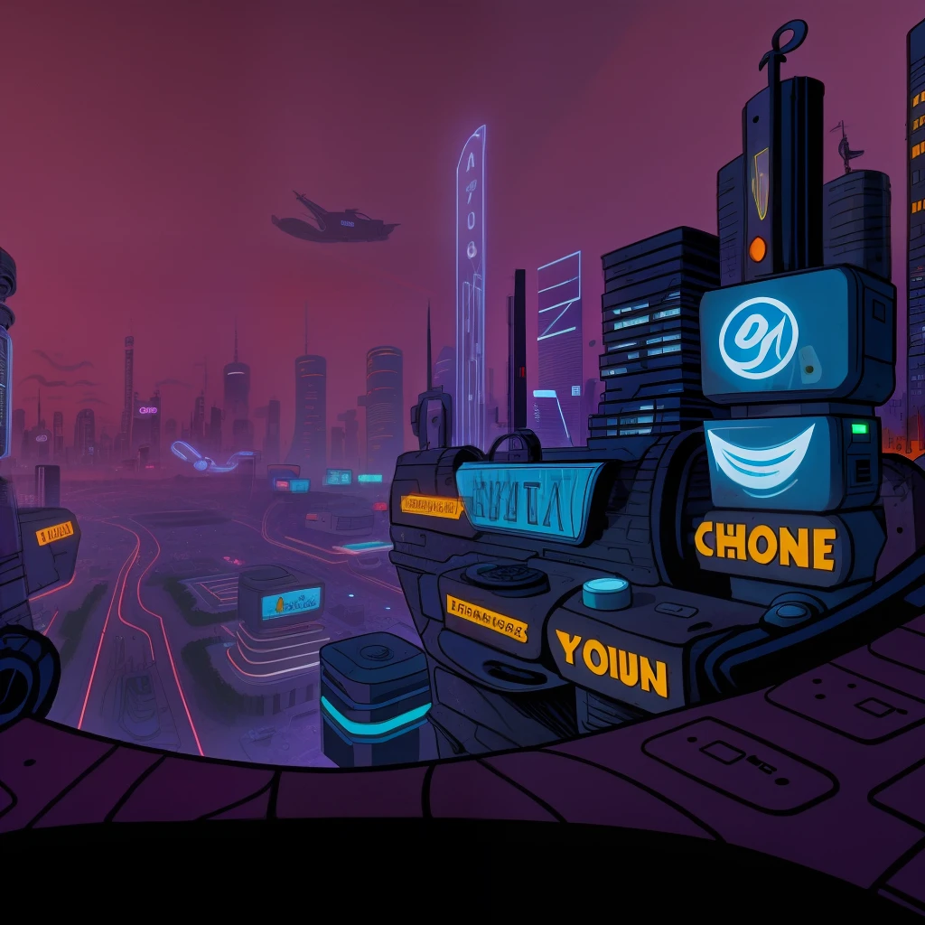 hanna barbera cyberpunk city, scenery
