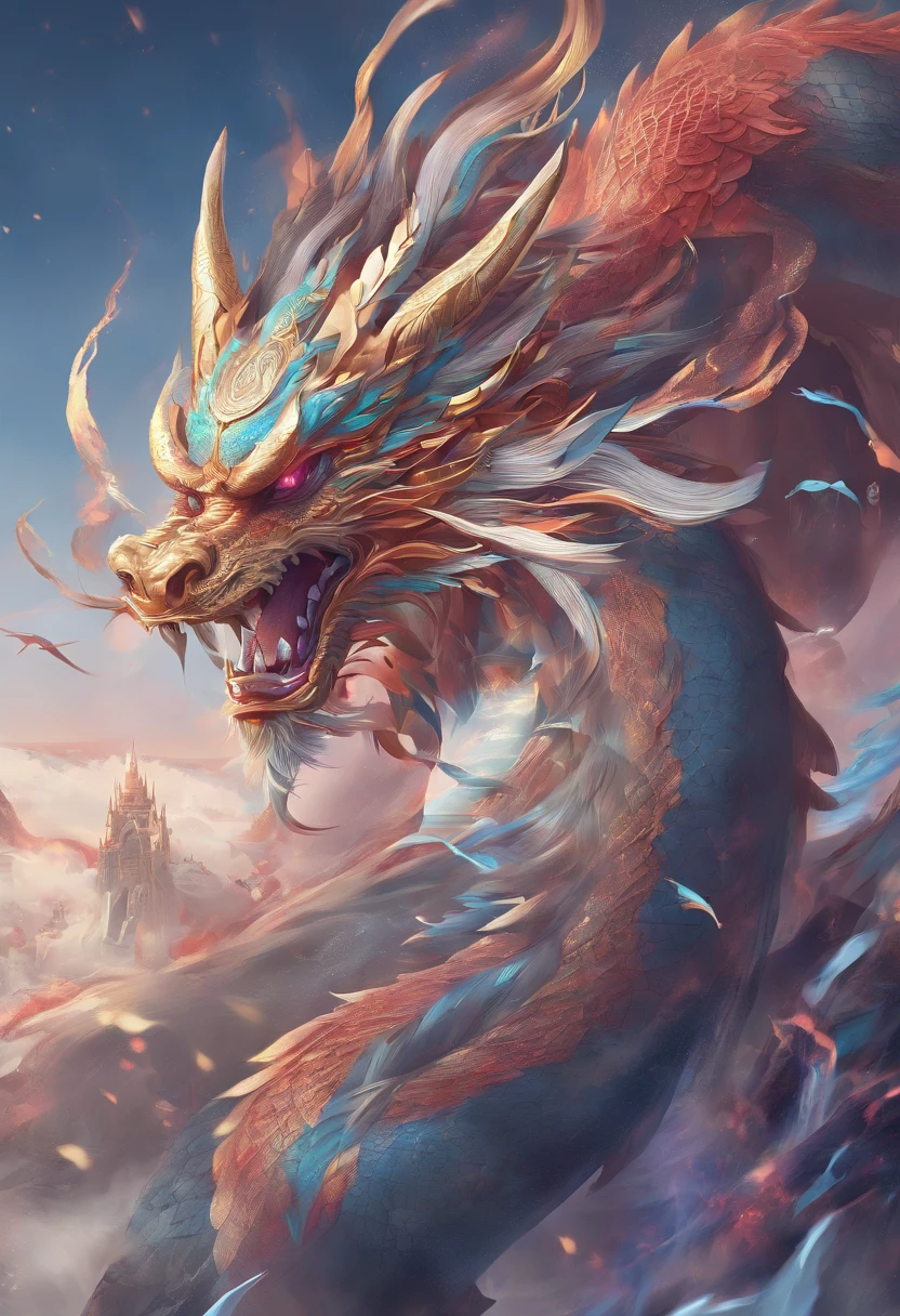 Xuanwu（the body of the，The head of the Chinese dragon，The long tail of the snake），tosen，Huge waves，China-style，oc rendered，super-fine，high qulity，8K high resolution，ultra - detailed
