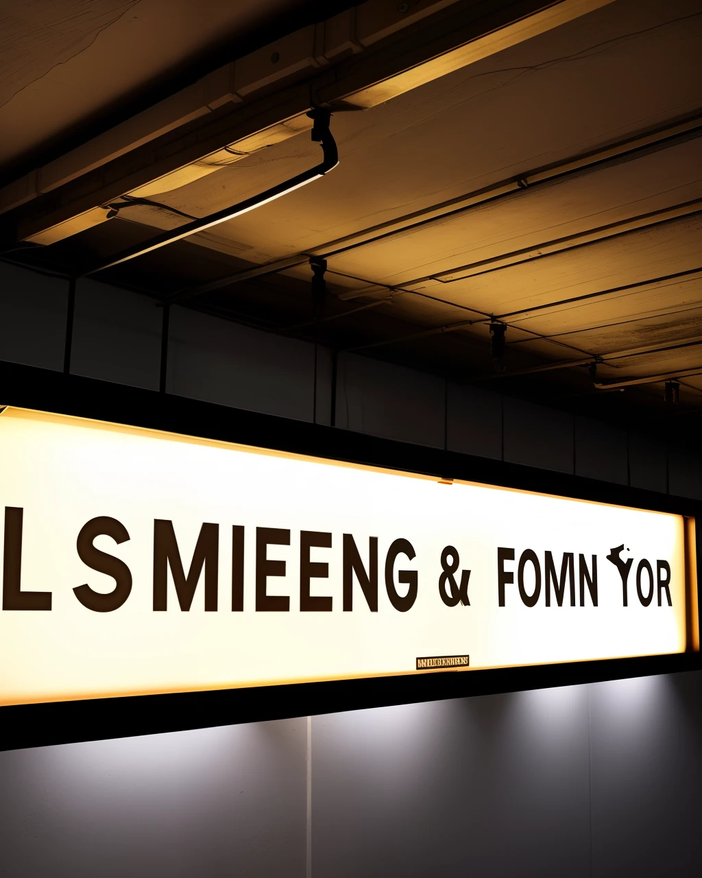 Basement，Traffic signs，black in color，golden colored，Hang from the ceiling，Advanced fonts，The font glows
