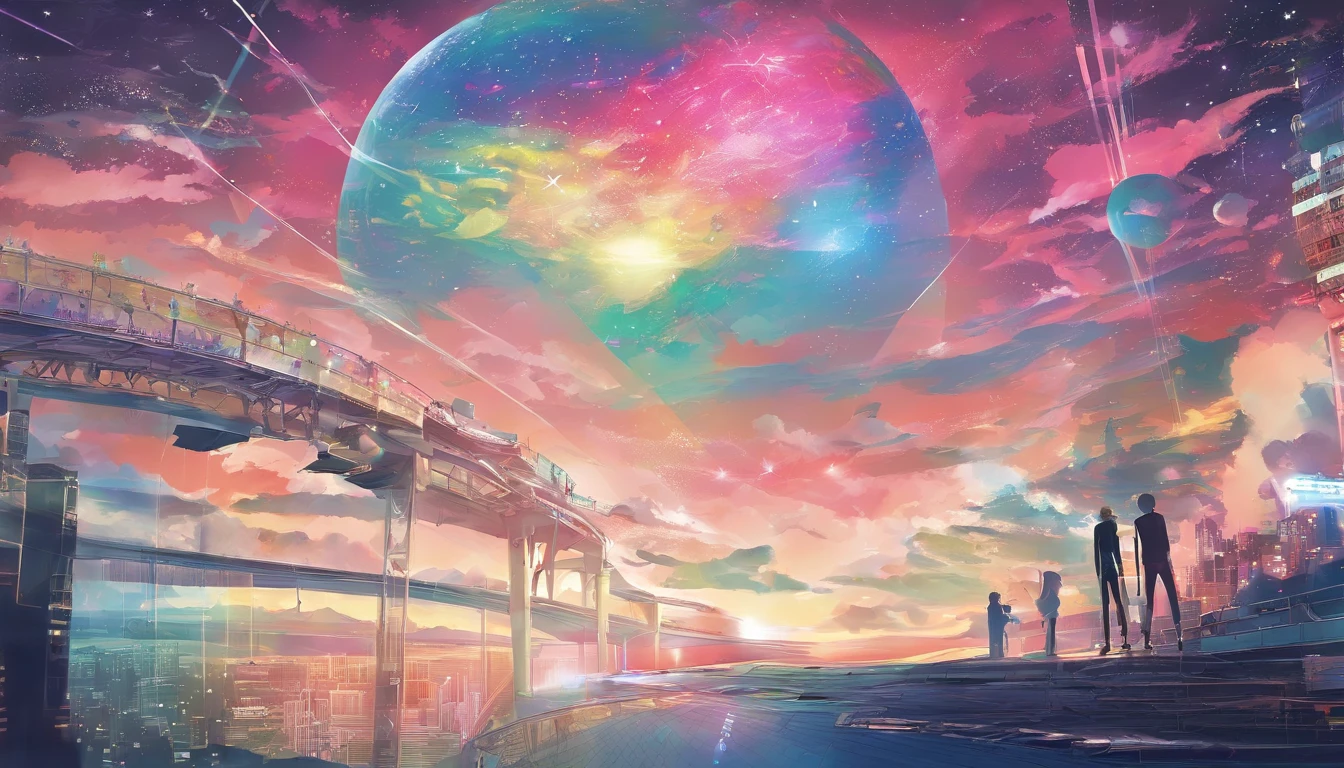 comic strip,Manhwa Style,Cartoon Split,starrysky,Translucent etheric aliens,中景 the scene is,Full body like, highly detailed surreal vfx,oc rendered,Calm atmosphere , fun
