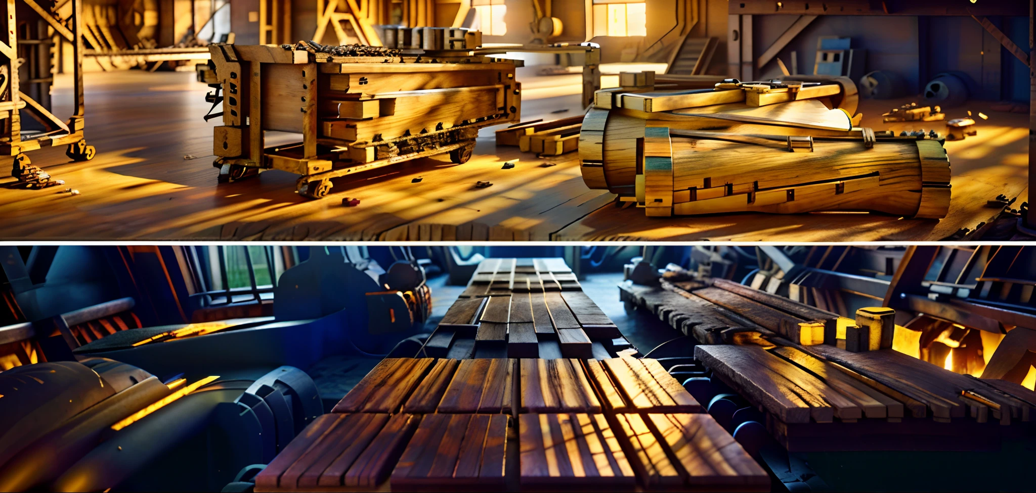 A lot of pieces of wood are sorted in the factory, Rendering of Log Pile Making Plant, wood-based materials, 3 4 5 3 1, Interior decoration with wood, stunning image, Industrial Photography, reserve, Impressive quality, stock image, Wooden constructions, Professional, Thumbnail, manufacturing, Stock Photo, Lots of light, where the big, At the factory, Clear, Smooth Lines, São Paulo