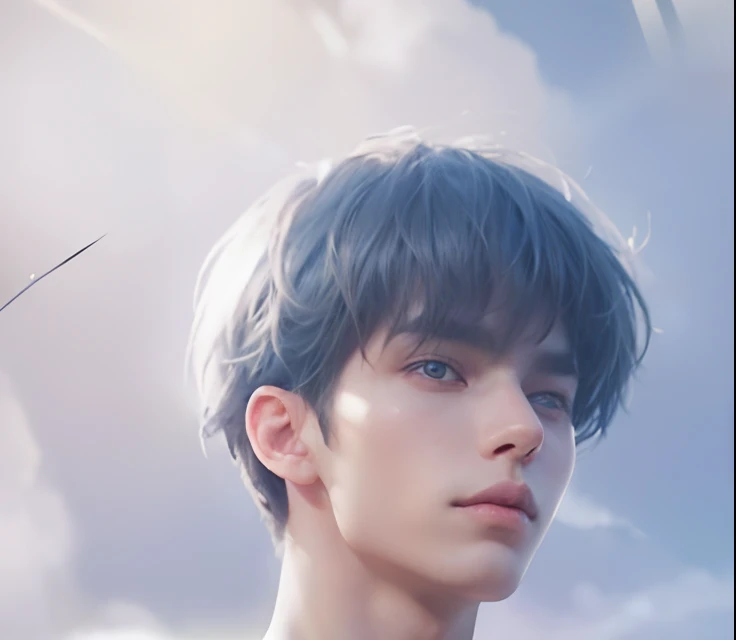 1 male, (male model) hot skin, masterpiece, top quality, most handsome man in the world, by Tham Quan, perfect body, beautiful male model, attractive male lead 20- 25 perfect age, white hair, summer, sea water, blue sky, white clouds, solid and handsome young man in transparent white shirt, transparent white fabric, off-shoulder jacket, exposed chest muscles, thigh gap, ((transparent black briefs exposed)), (male focus), (smooth body)), smile, super cute, dynamic pose, cool and seductive, dramatic lighting , full body shot, full body shot, young face, full body, hairless body, tall and thin, fit body, famous, white or fair skin, young face, toned body, Hd, Natural skin tones, soft lighting, High detail, Audience view, photography, Detailed skin, real people, realism, Realistic optics, Crazy details, Face details, Maximum magnification , Exaggerated Surrealism , film , tele , light intricate detail , High Detail , High Detail , Digital painting , artstation , concept art , smooth focus , sharp , illustration , Unreal Engine 5, 8K, art by Ross Tran and Greg Rutkowski and Alphonse Mucha, UHD, 8k, Men's screen only .8k Ultra HD, DSLR, low light, high quality, film grain, Fujifilm XT3, men's fan , 2-person model, two people.